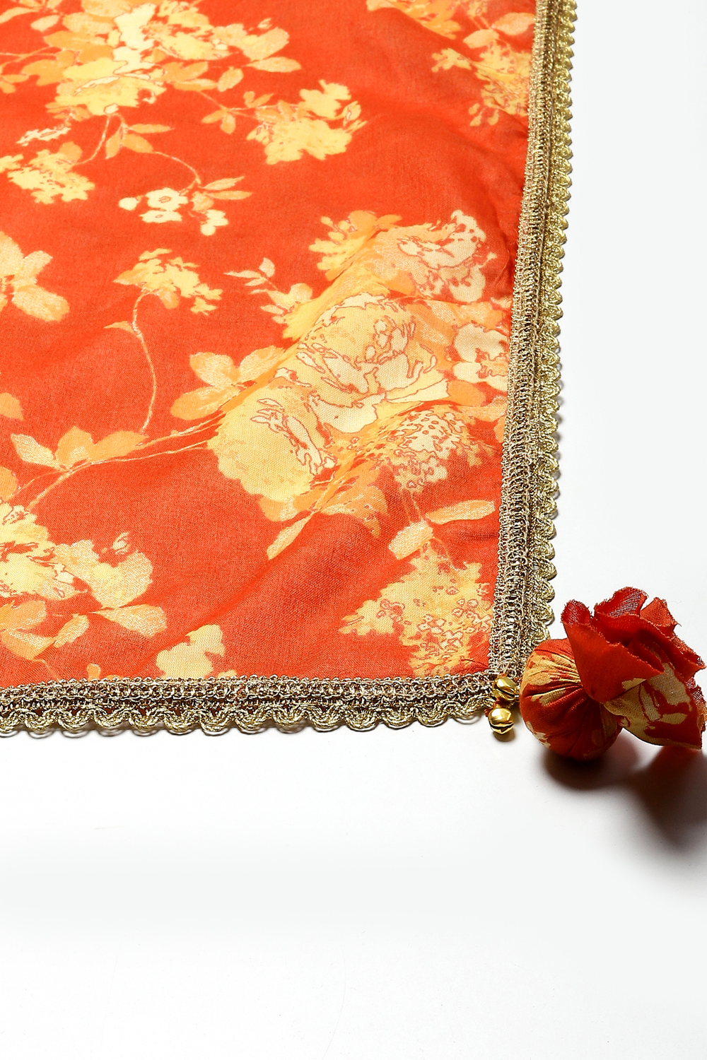 Orange Cotton Lehenga Set image number 2