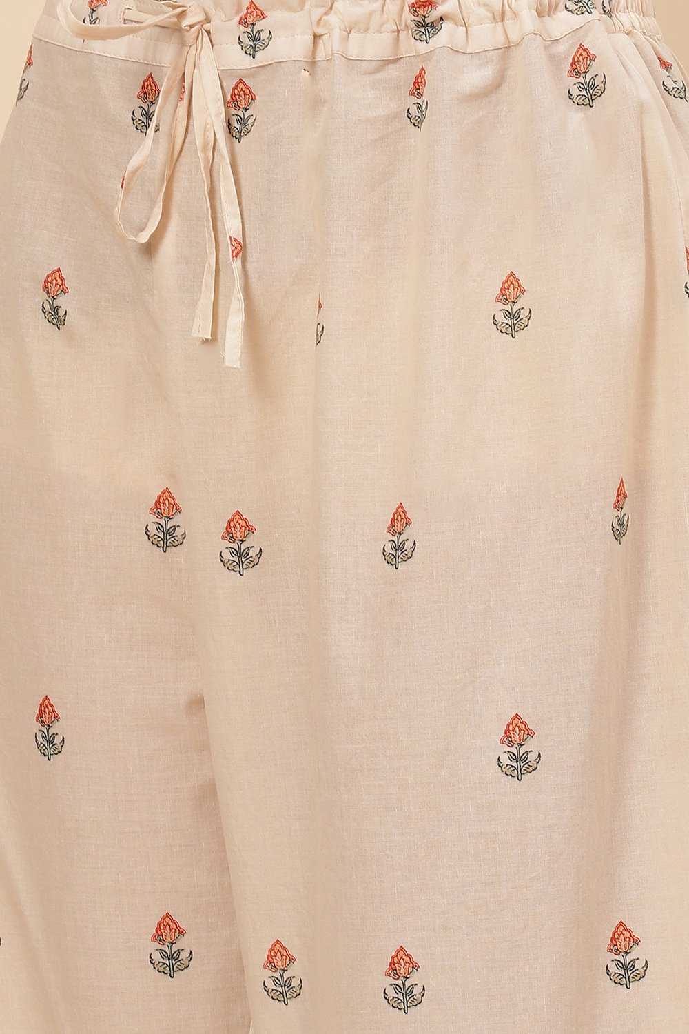 Peach Cotton Straight Kurta Palazzo Suit Set image number 3