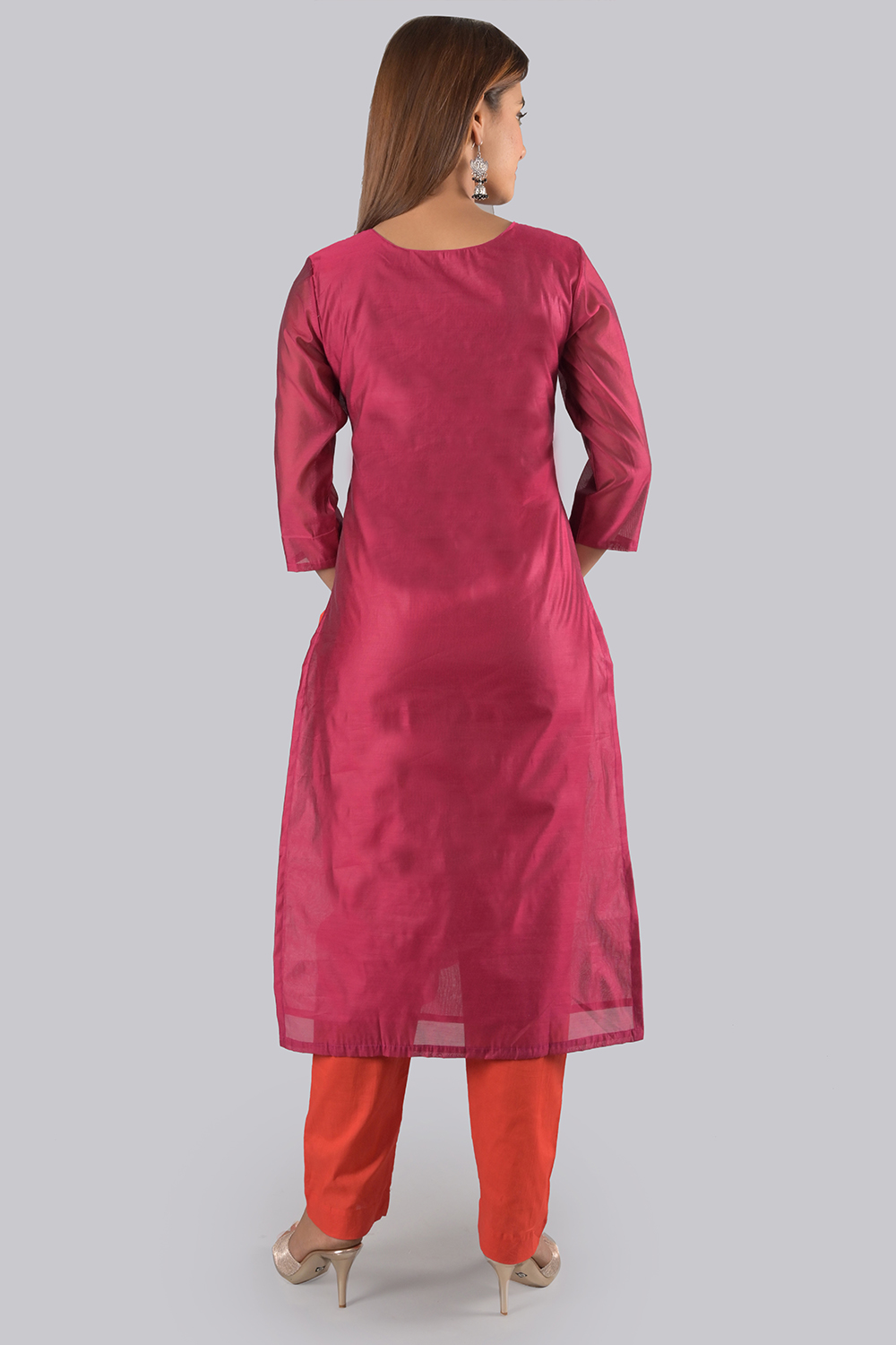 Pink Unstitched dress material Suit Set image number 5