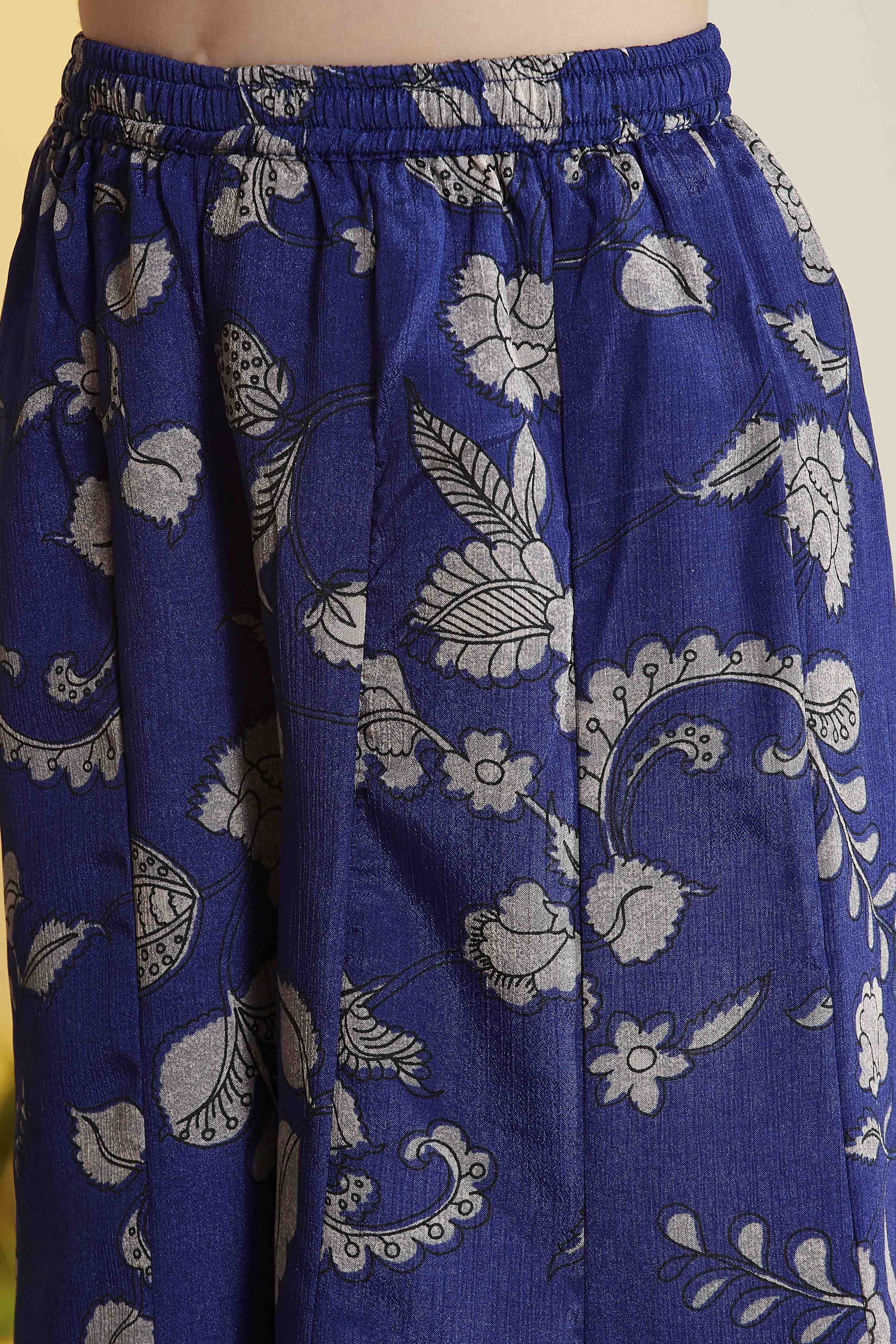 Blue Polyester Straight Suit Set image number 2