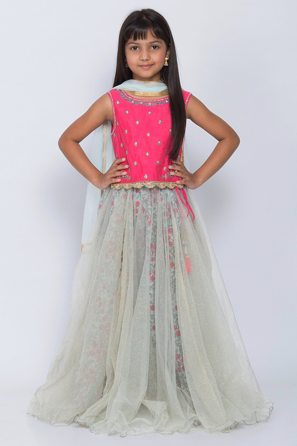 Hot Pink Art Silk Straight Lehenga Set image number 0