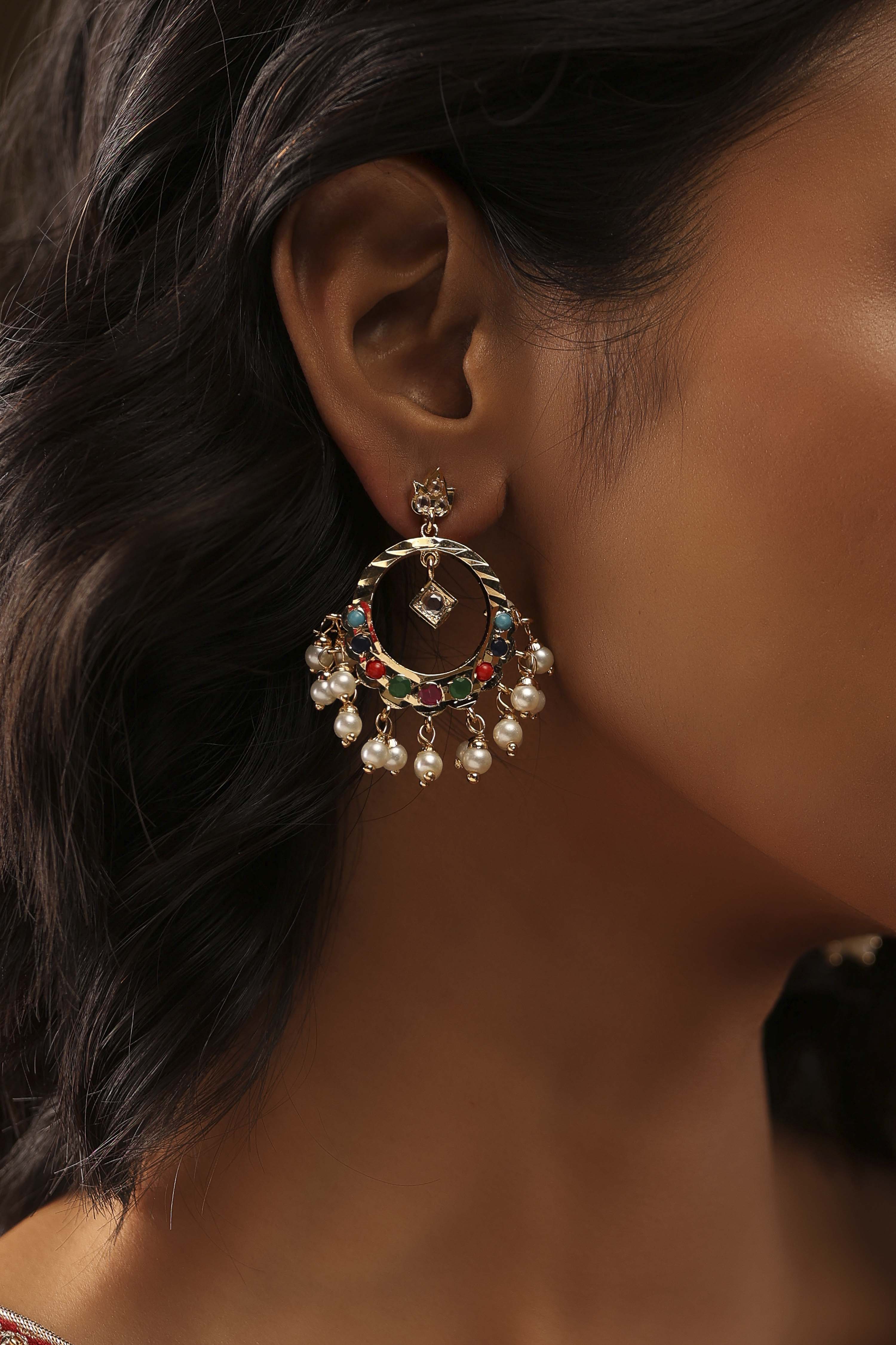 Multicolor Brass Chaandbali image number 1