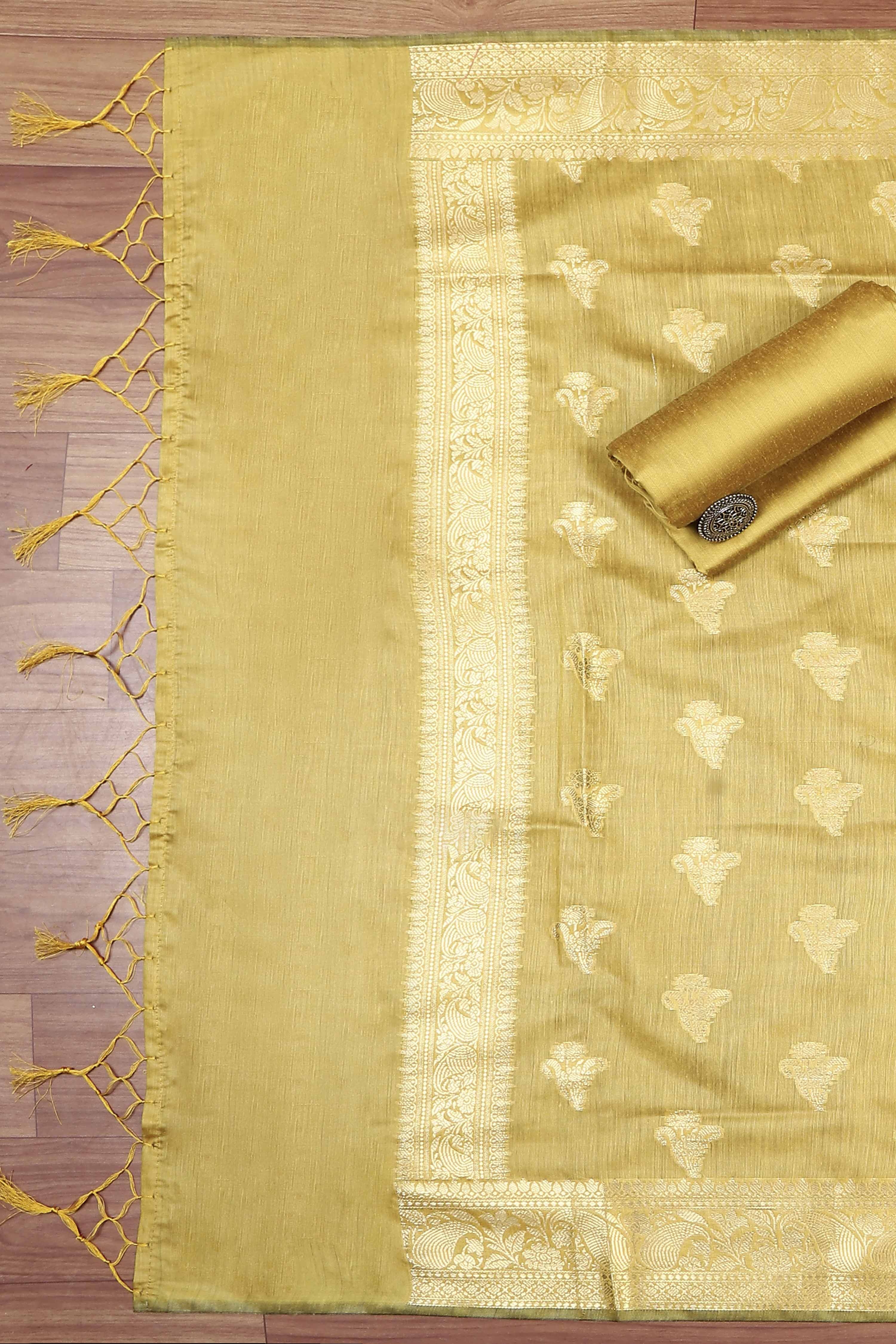 Rama Green Chanderi  Unstitched Suit Set image number 3