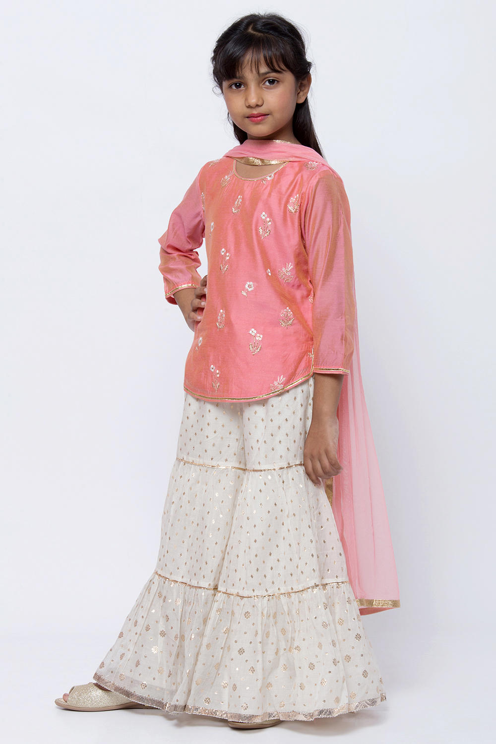 Peach Modal Sharara Kurta Sharara Suit Set image number 2