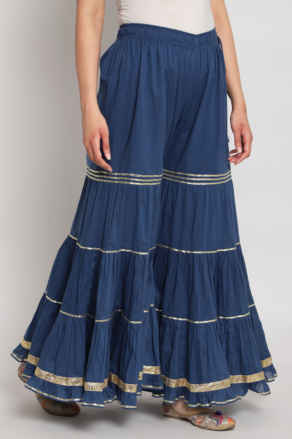 Blue Cotton Sharara Pants image number 0