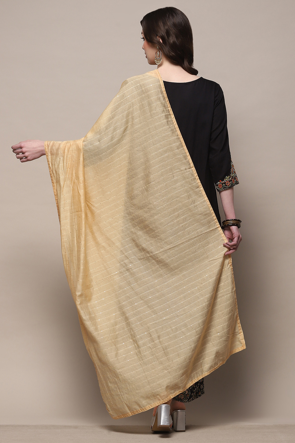 Beige Poly Chiffon Dupatta image number 2