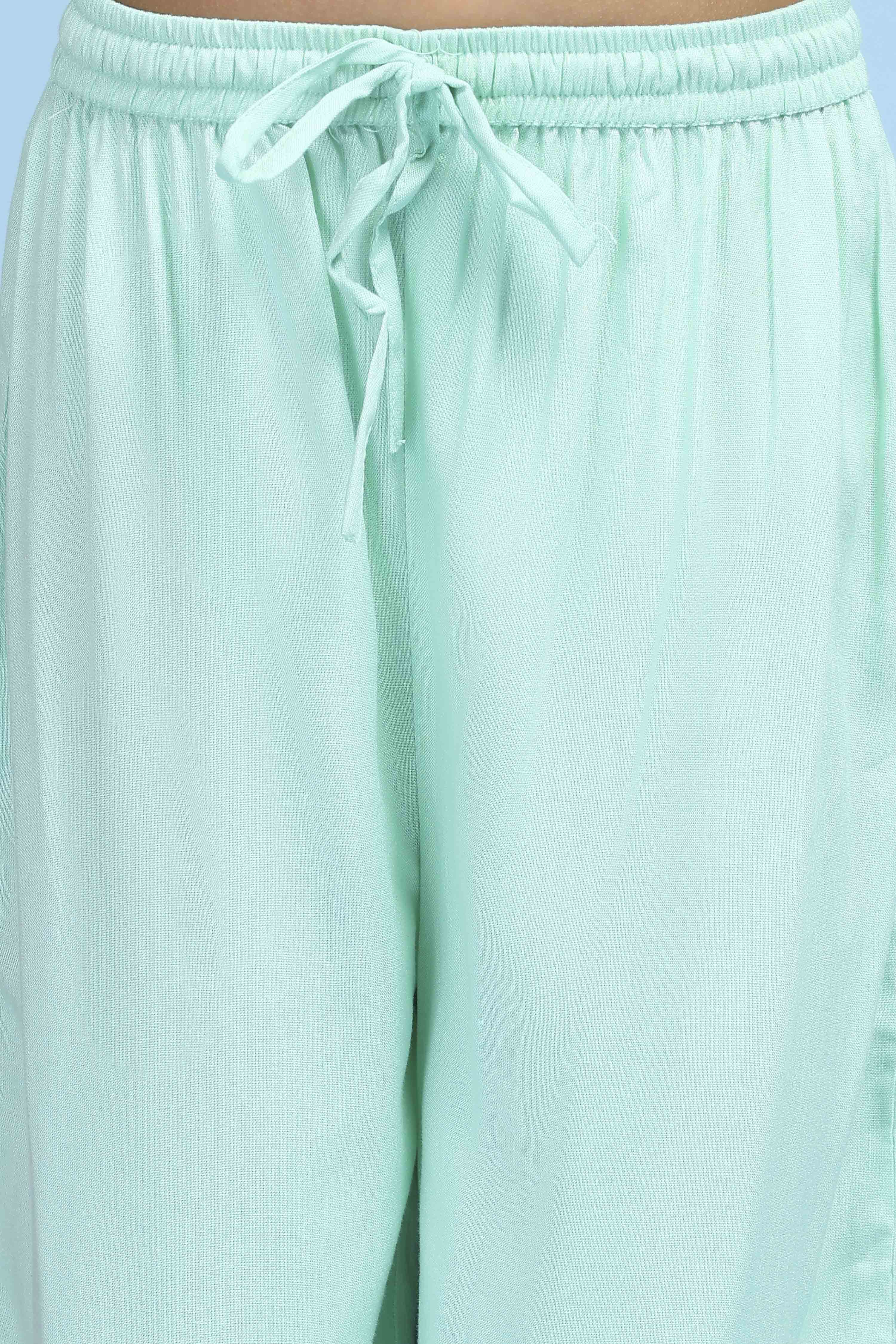 Green Cotton Printed Tiered Suit Set image number 2