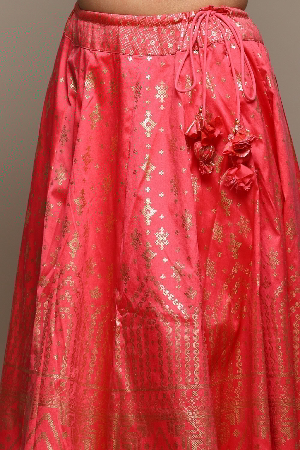 Light Green Cotton Blend Lehenga Set image number 2