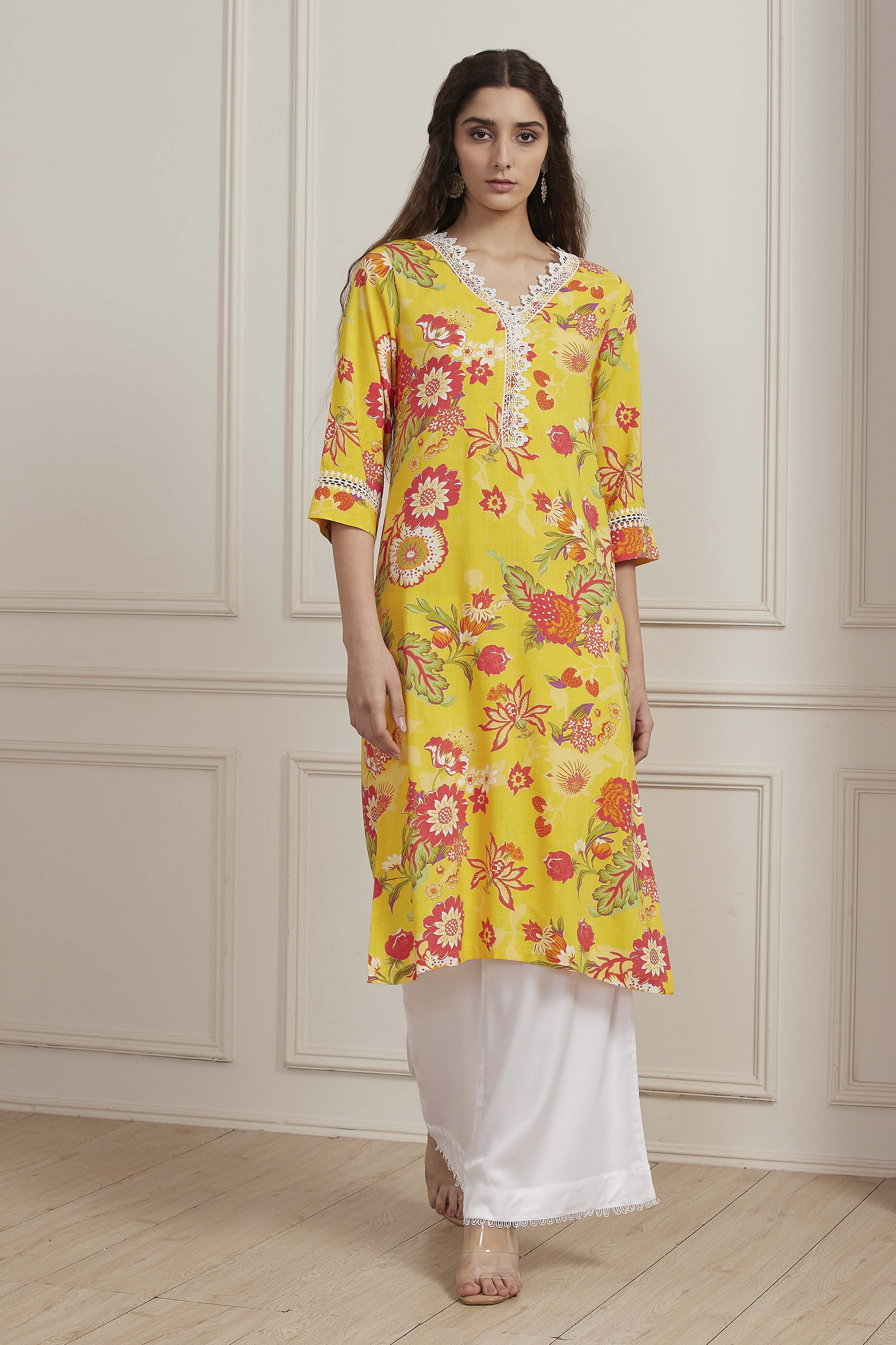 Pink Viscose Rayon Straight Kurta image number 5