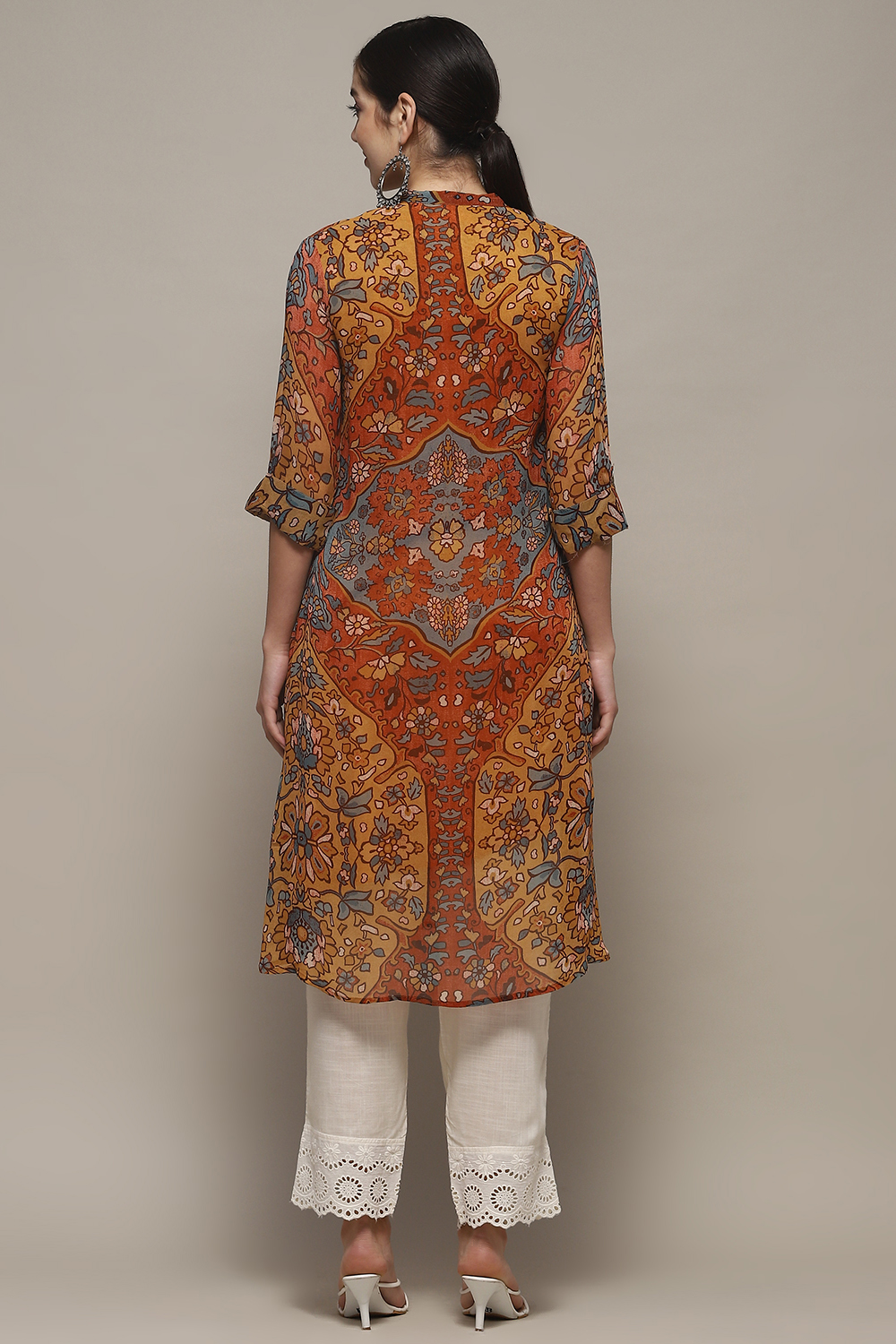 Mustard Viscose Straight Kurti image number 3