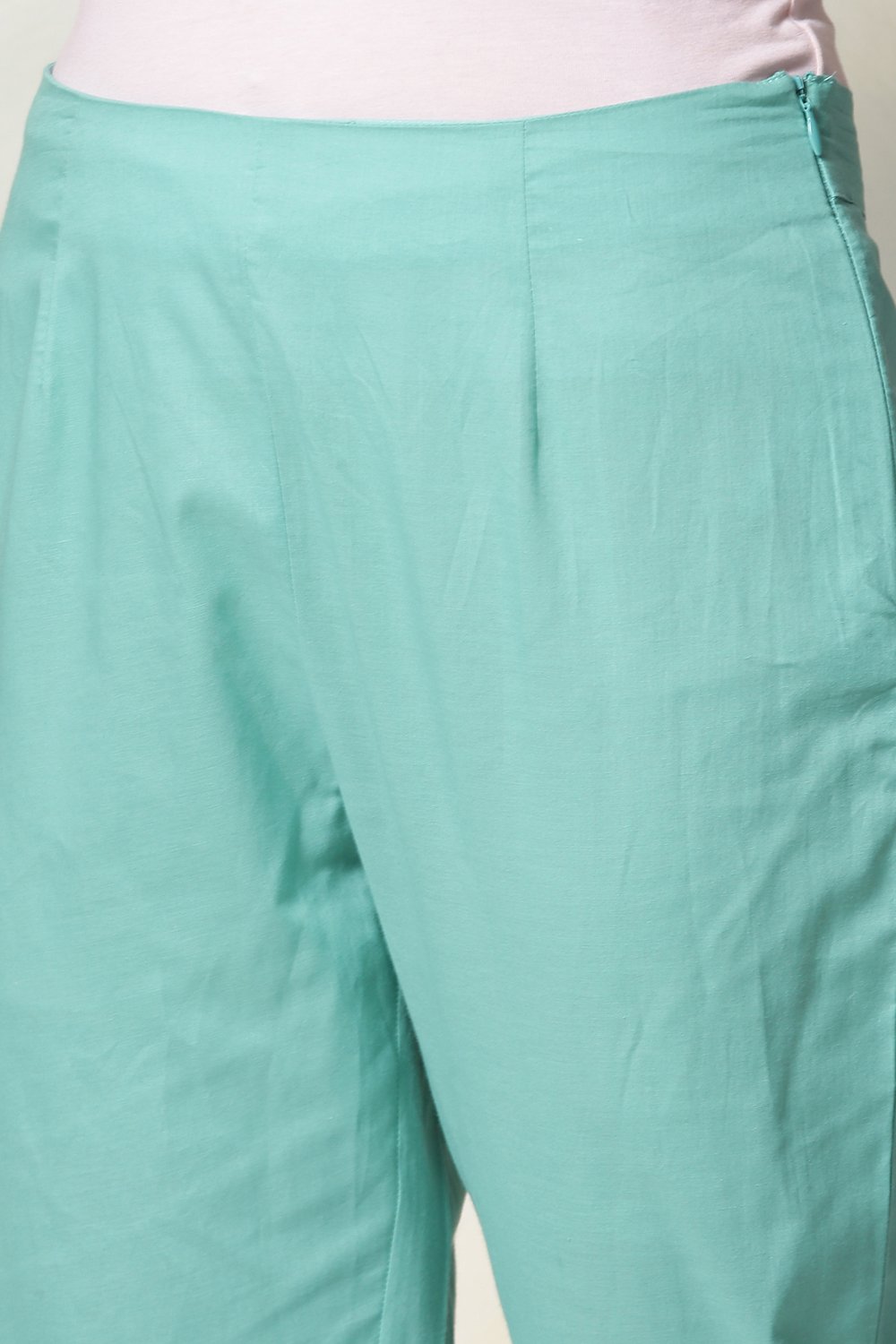 Mehandi Green Viscose Kalidar Kurta Slim Pant Suit Set image number 3