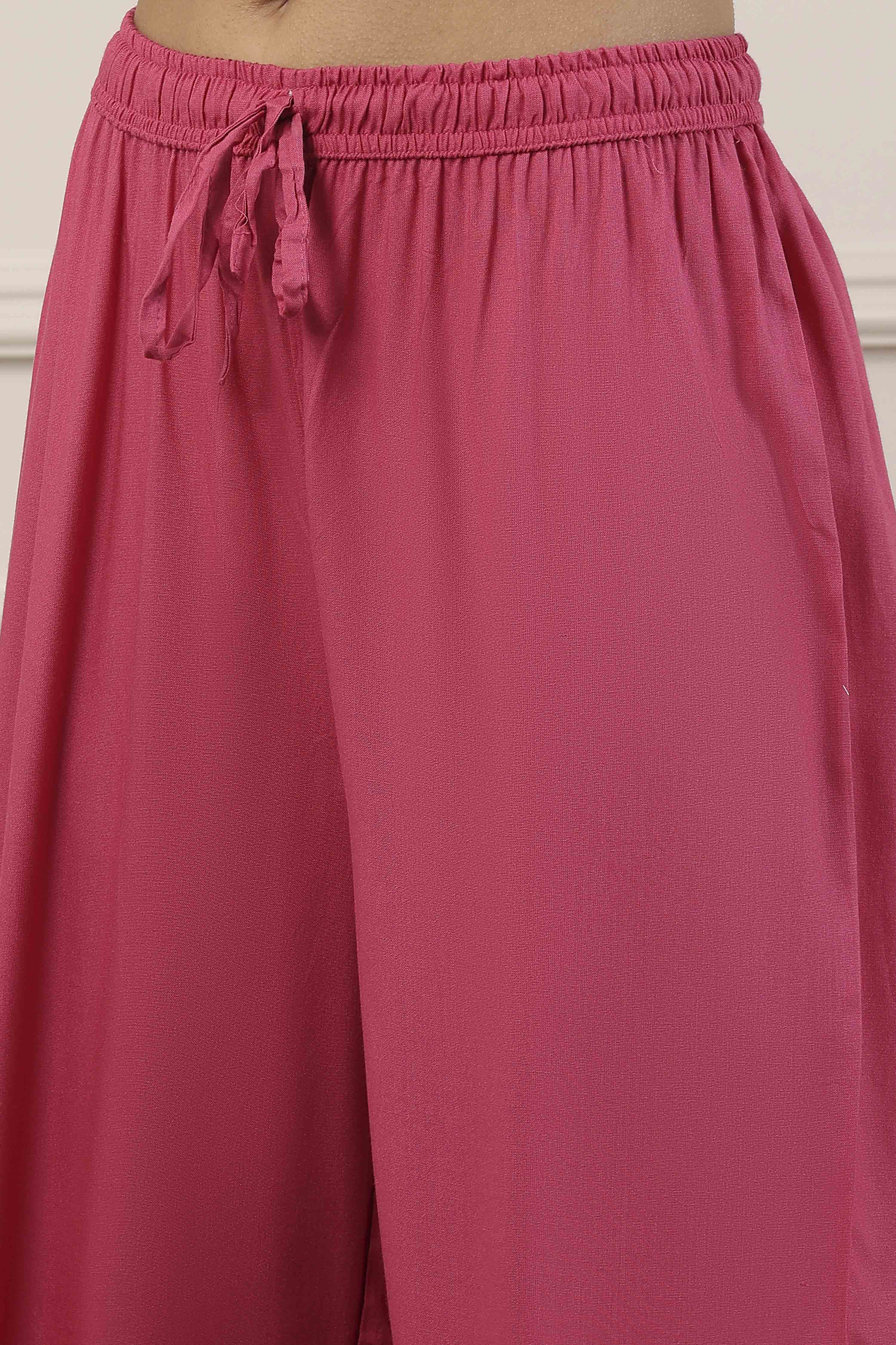 Pink Cotton Blend Straight Suit Set image number 2