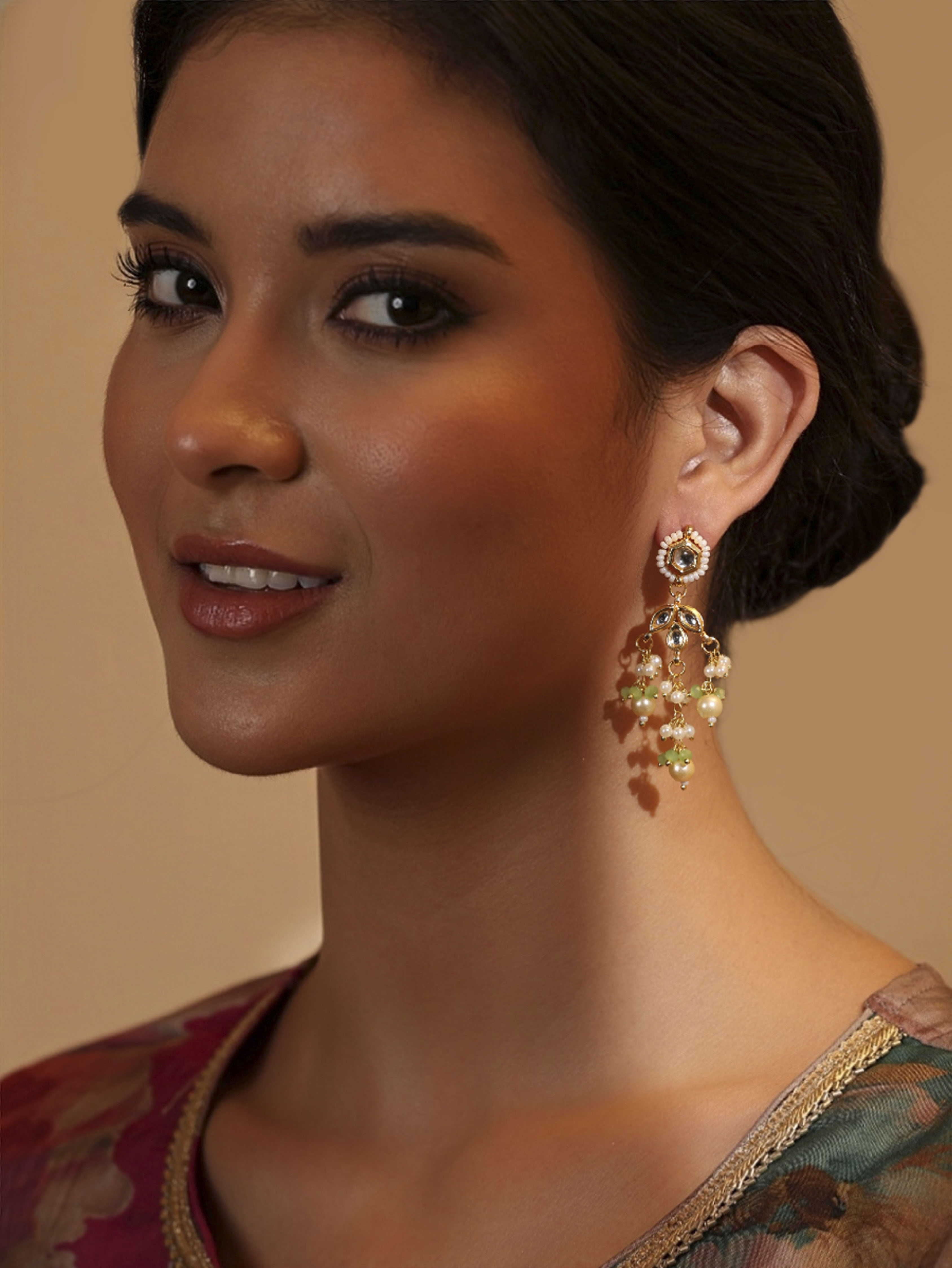 White Gold Plated Brass Drop Earrings image number 3