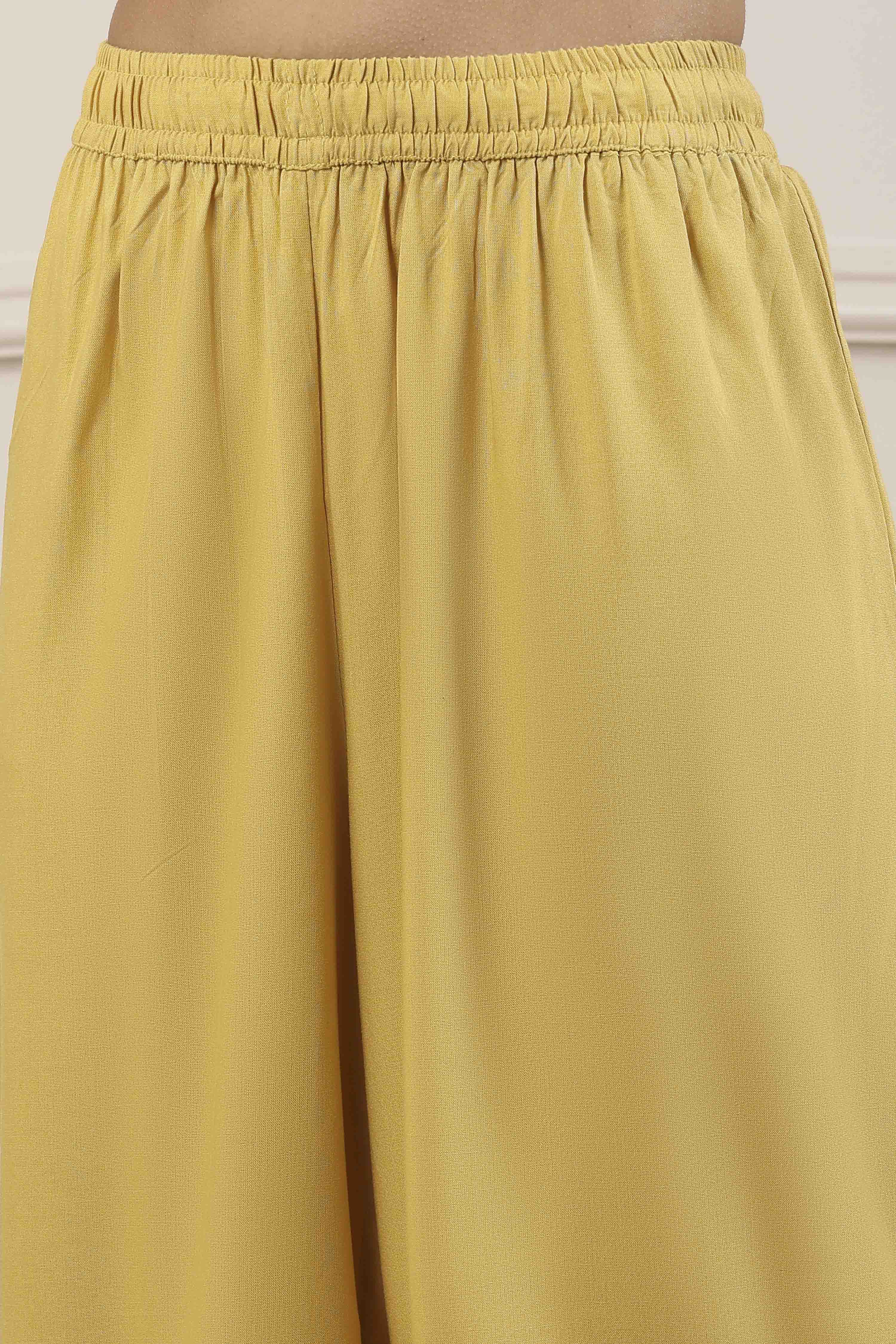 Yellow Zari Cotton Tissue Straight Suit Set image number 2