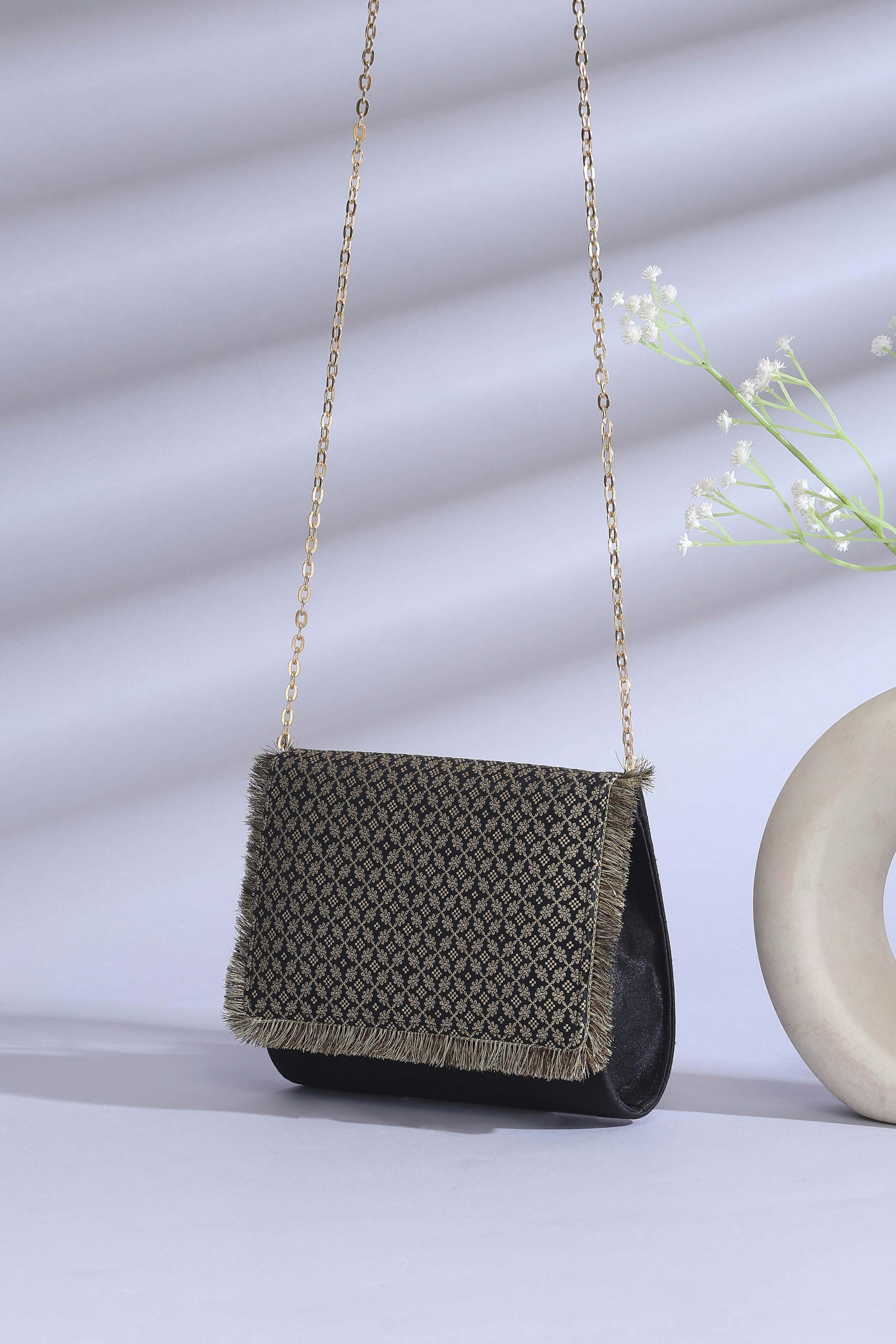 Black Polycotton Ethnic Motif Printed Sling bag image number 0