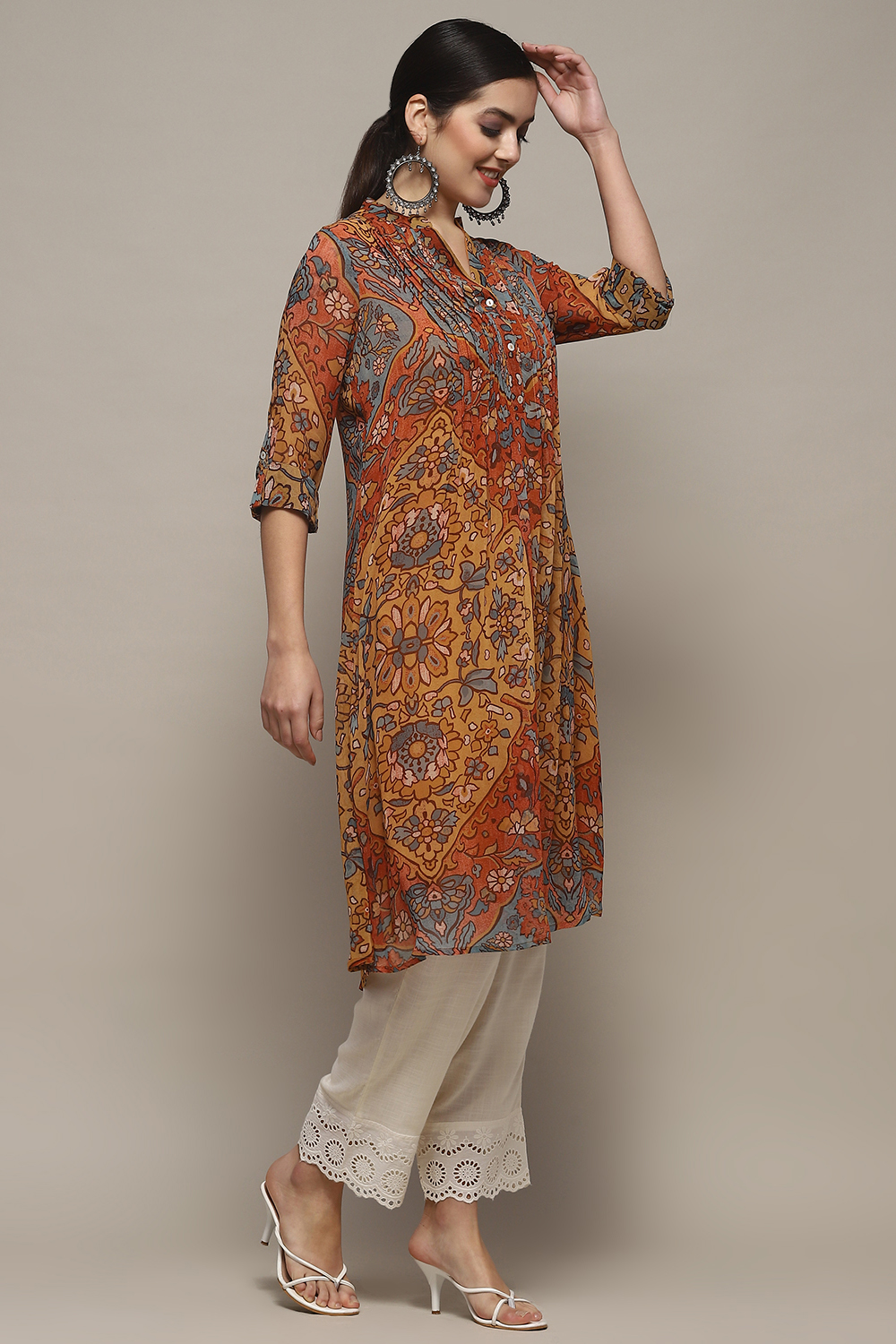 Mustard Viscose Straight Kurti image number 4