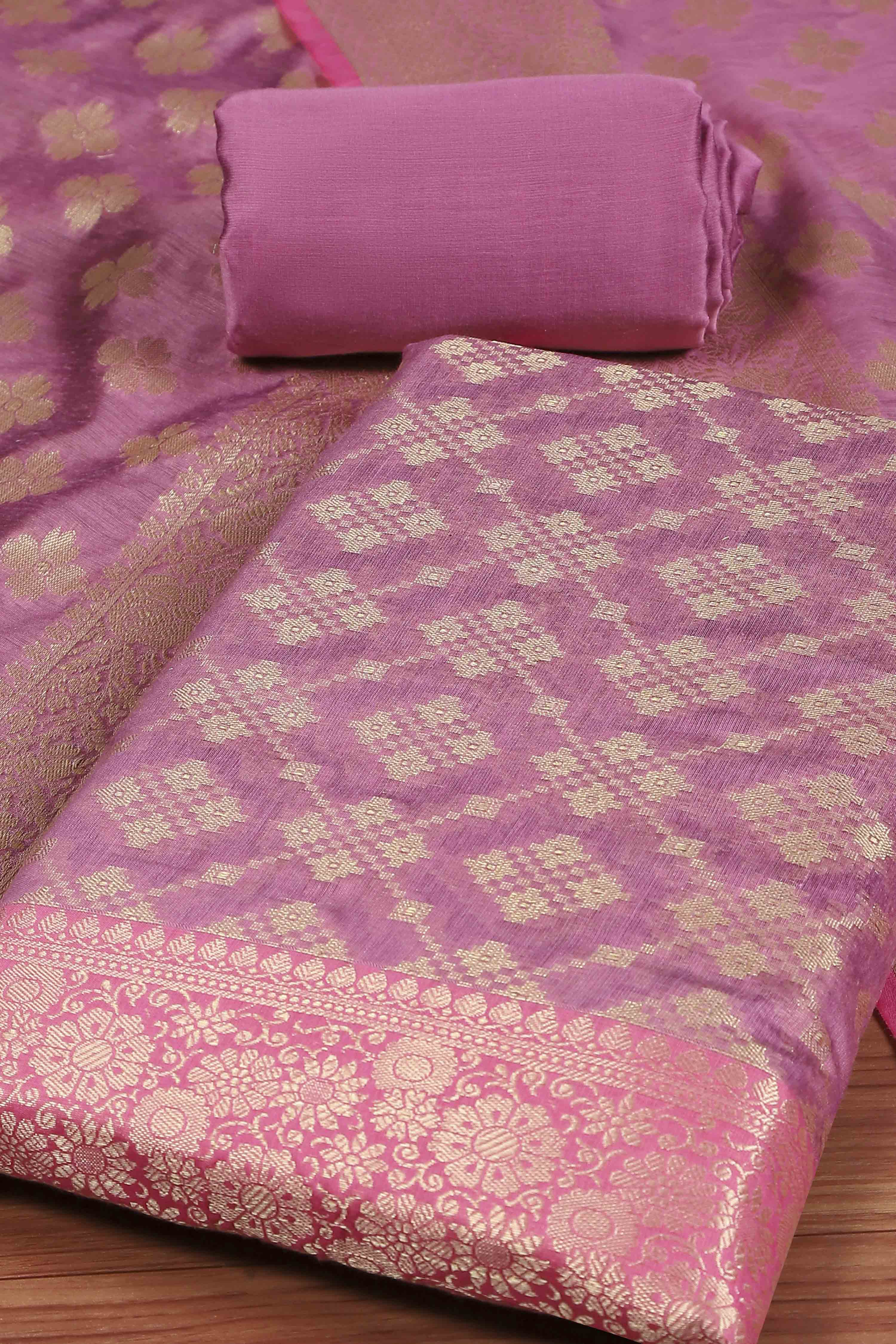 Green Cotton Printed Embroidered Unstitched Suit Set image number 1