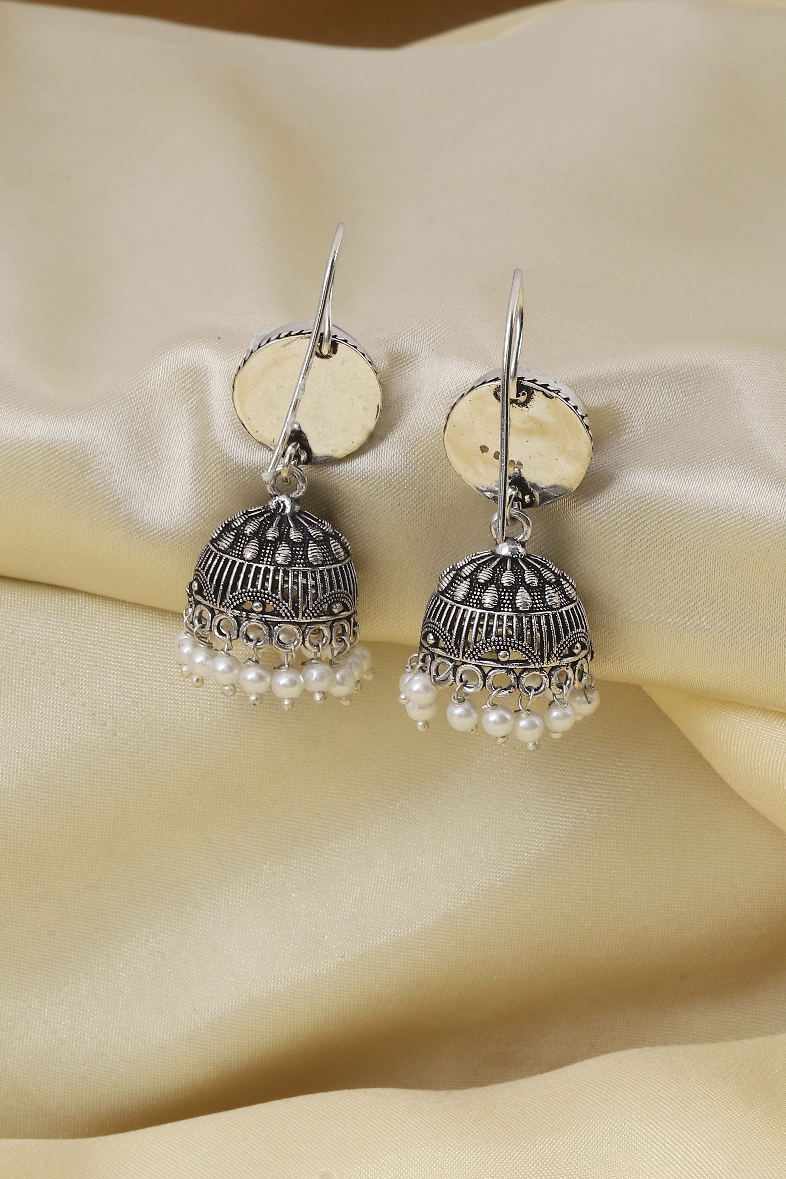 Grey Brass Jhumka image number 2