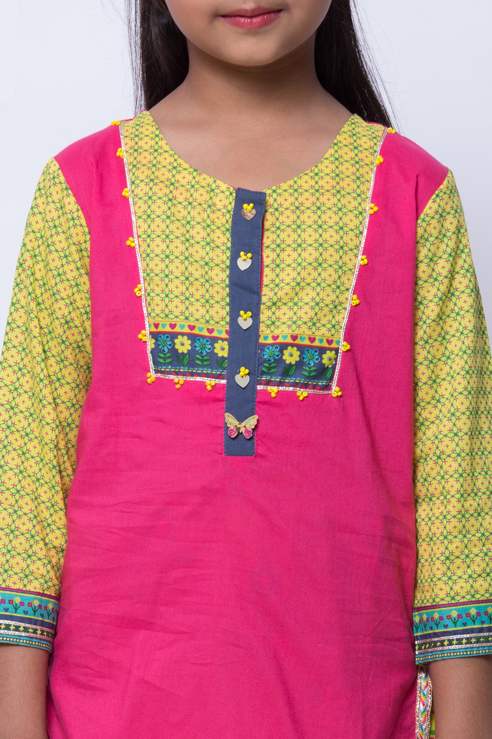 Pink Cotton Straight Kurta Dhoti Pant Suit Set image number 1