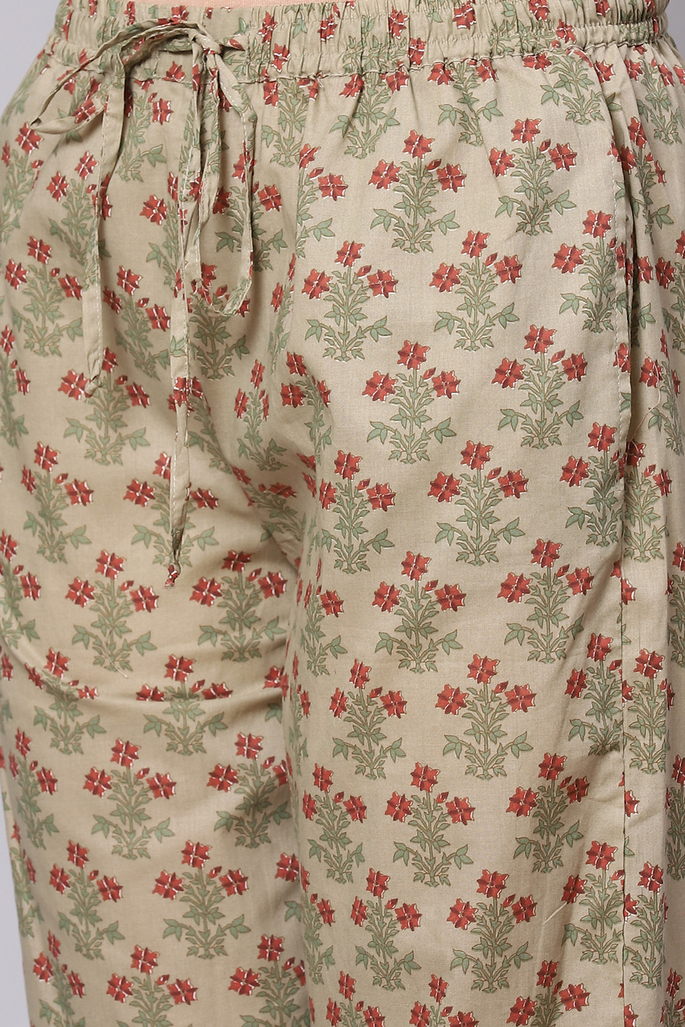 Green Straight Cotton Three Piece Printed Sleepwear Set image number 2