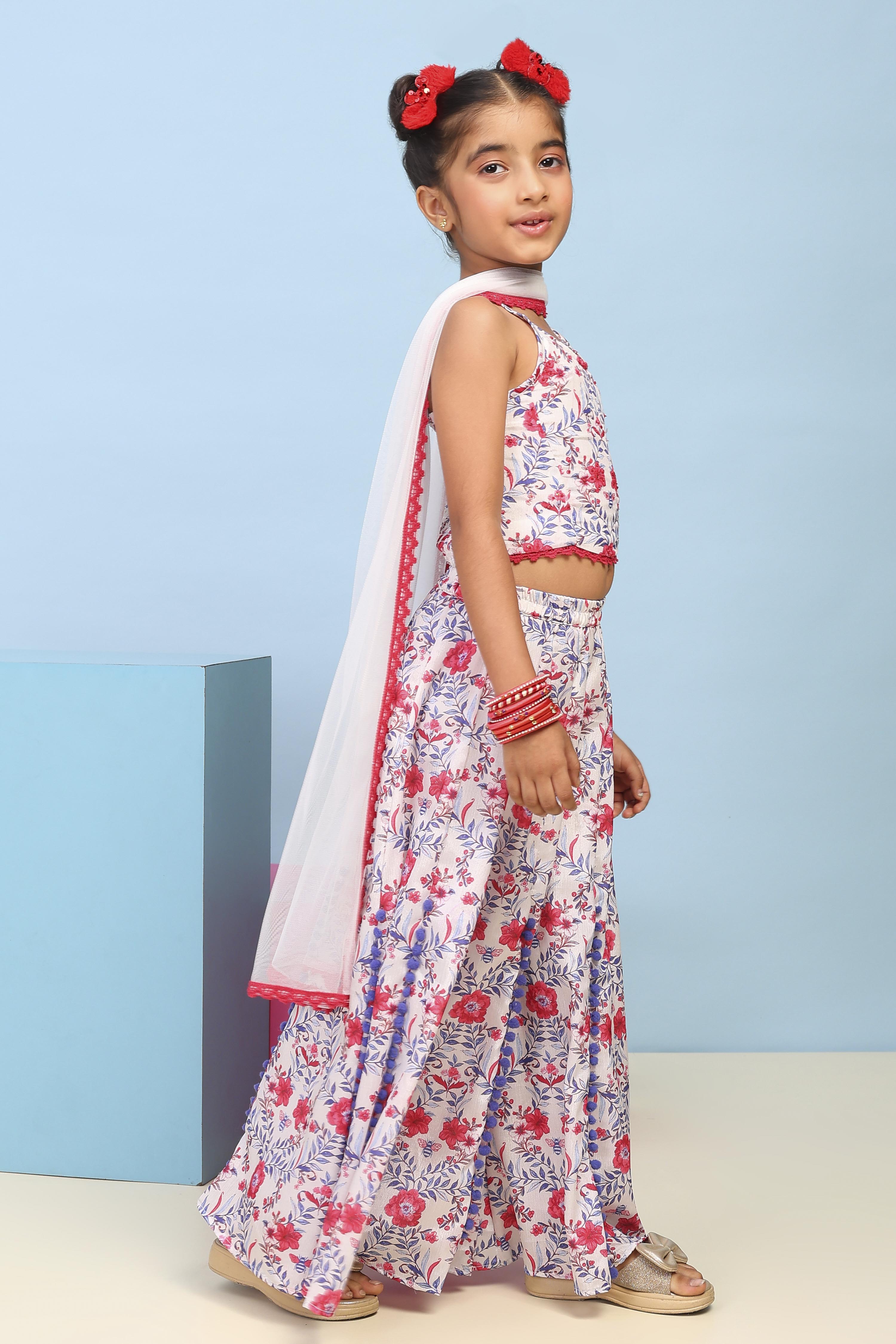 White Poly Chinon Printed Regular Suit Set image number 5