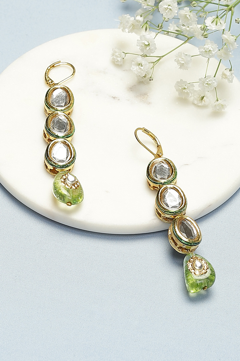 Green Brass Earrings image number 0