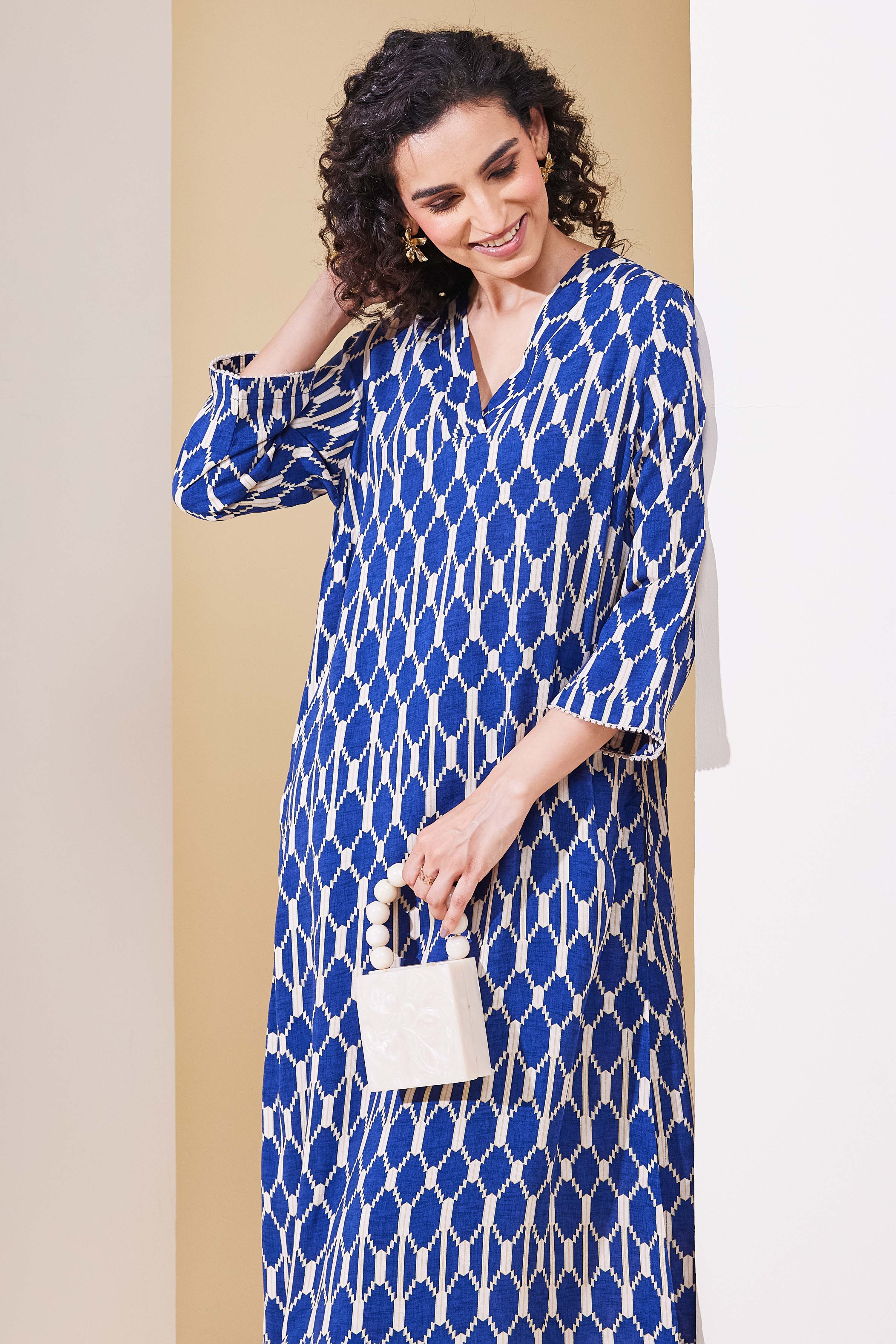 Blue Viscose Rayon Straight Kurta image number 5