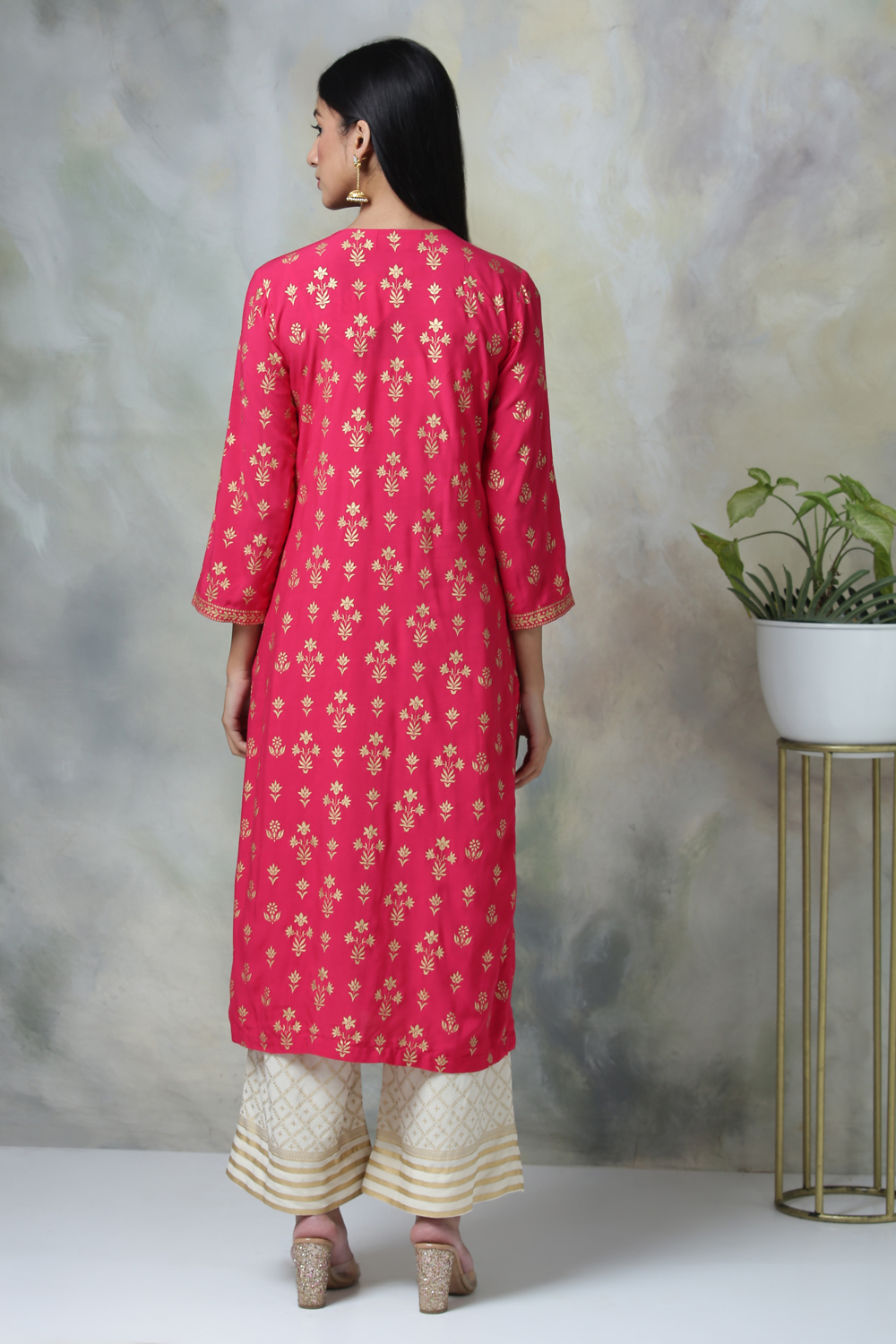 Navy Blue Rayon Straight Kurta Pants Set image number 6