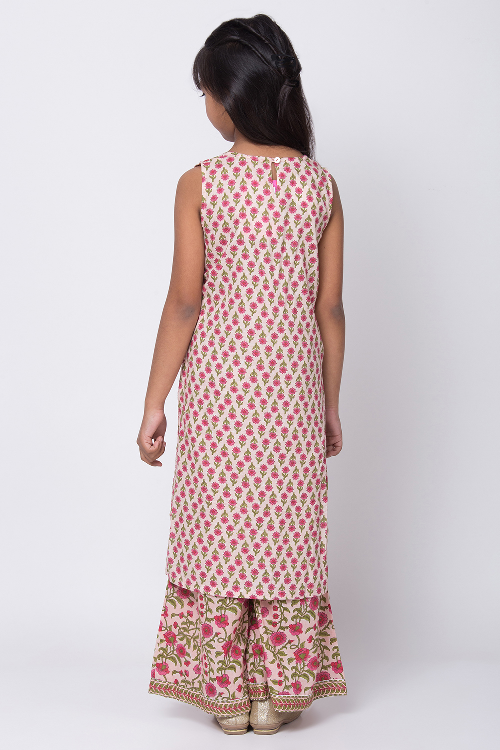 Peach Cotton Straight Straight Kurta Palazzo Suit Set image number 4