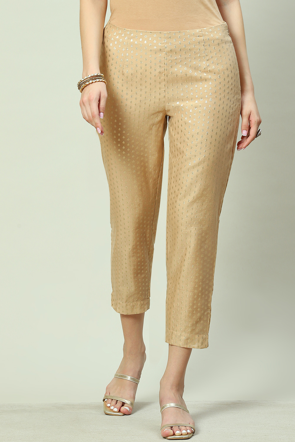 Beige Polycotton Pants image number 0