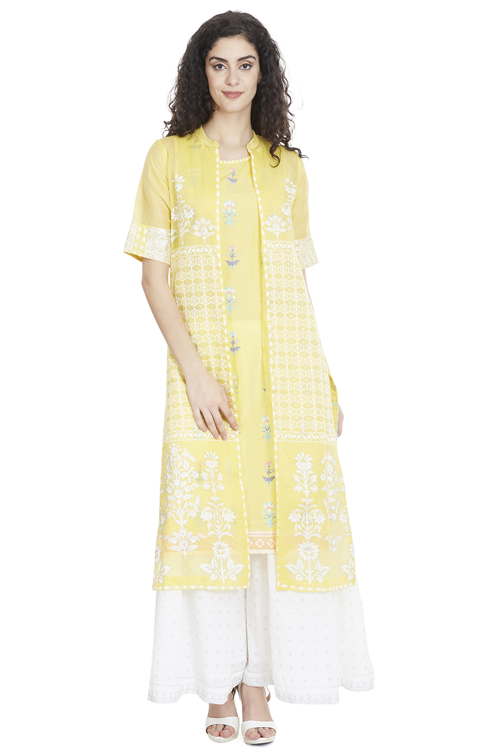 White Cotton Flared Palazzo image number 4