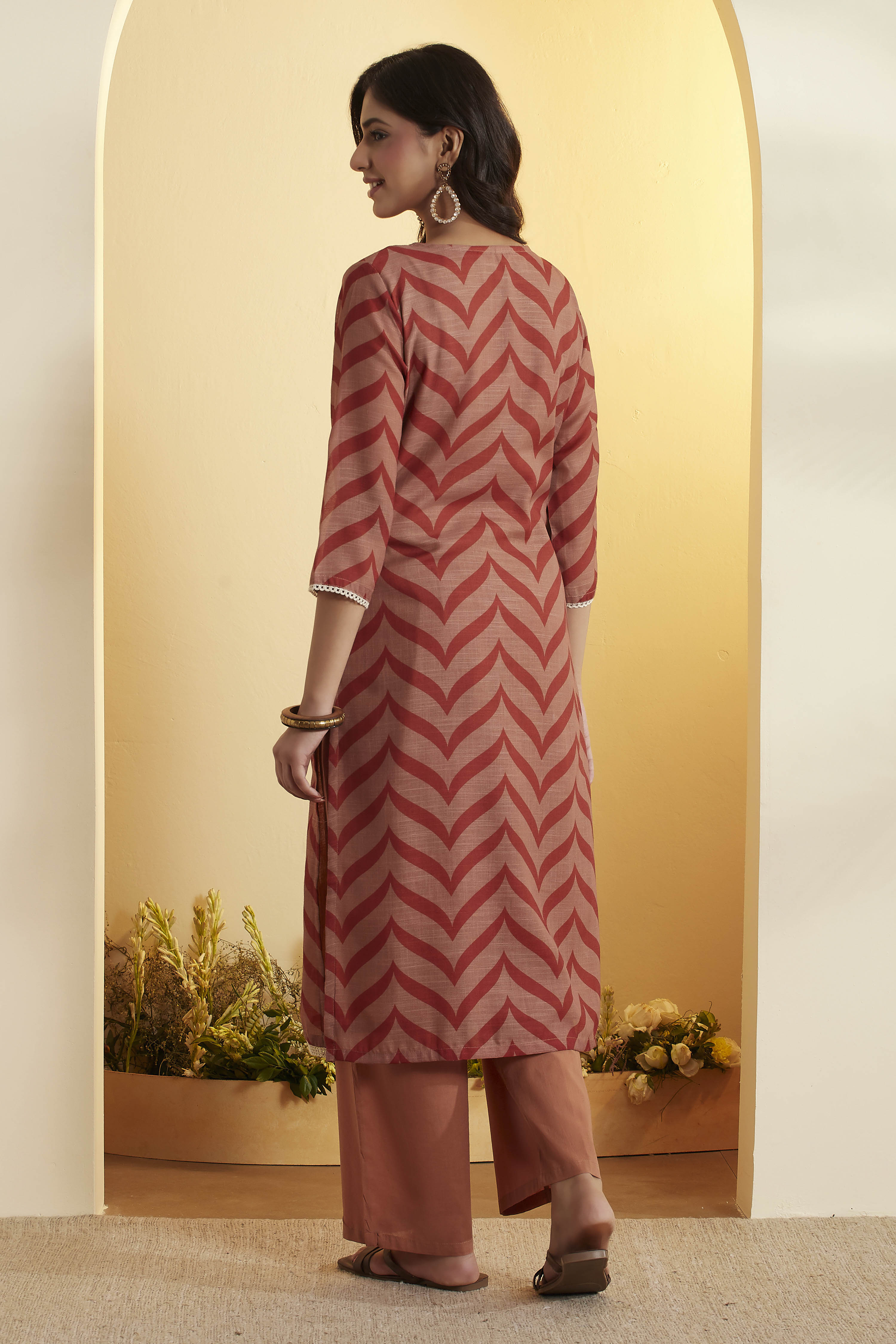 Teal Floral Printed Poly Linen Kurta Set image number 1