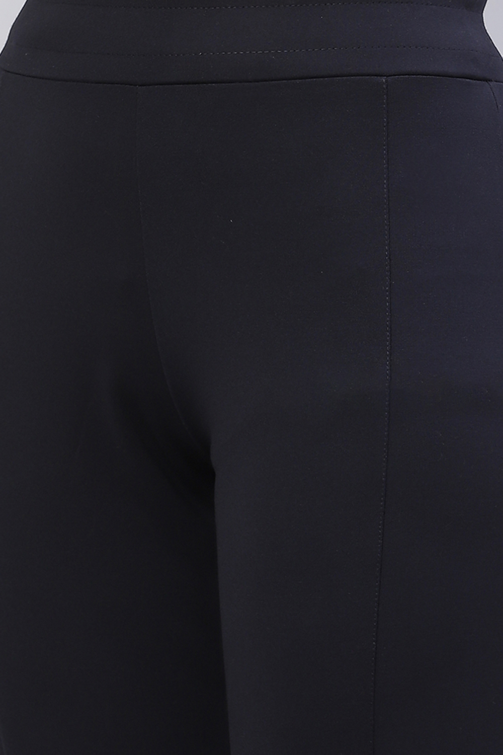 Navy Straight Poly Viscose Leggings image number 1