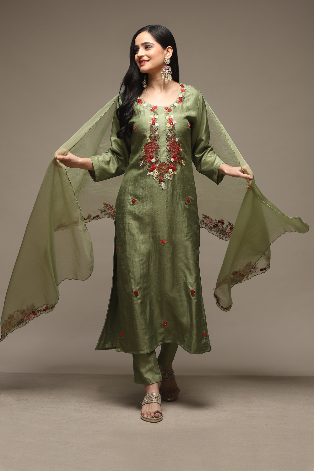 Yellow Cotton Blend Digital Print Unstitched Suit Set image number 8