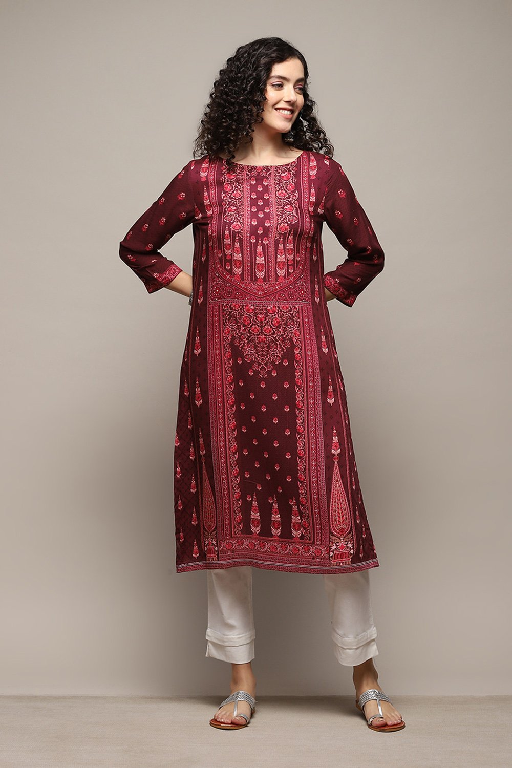 Berry LIVA Straight Printed Kurta image number 5