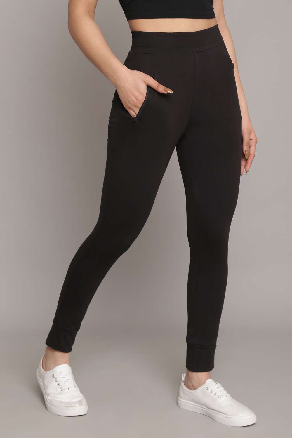 Charcoal Melange Knitted Cotton Blend Joggers image number 2