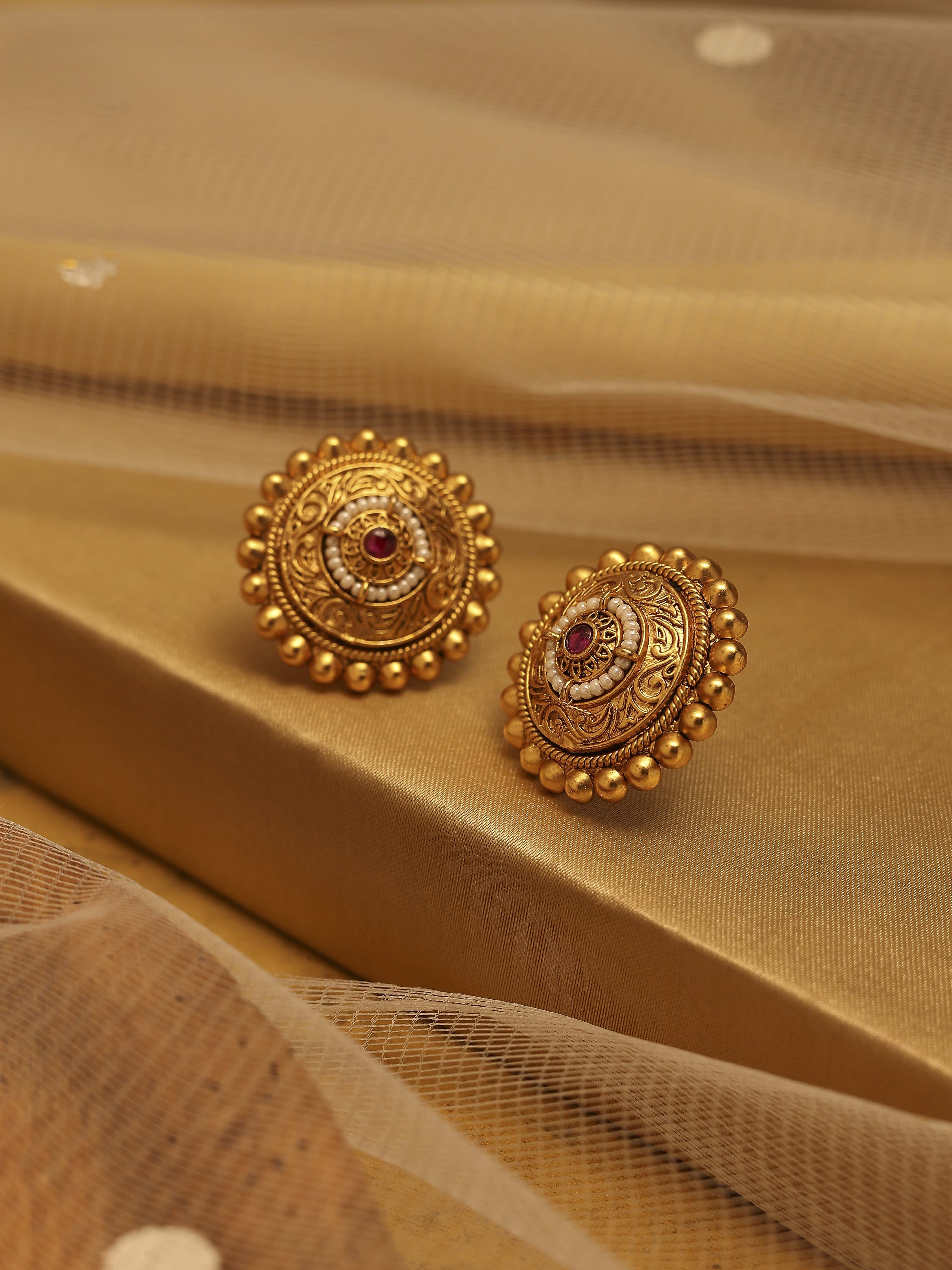 Pink Gold Plated Brass Stud Earrings image number 0