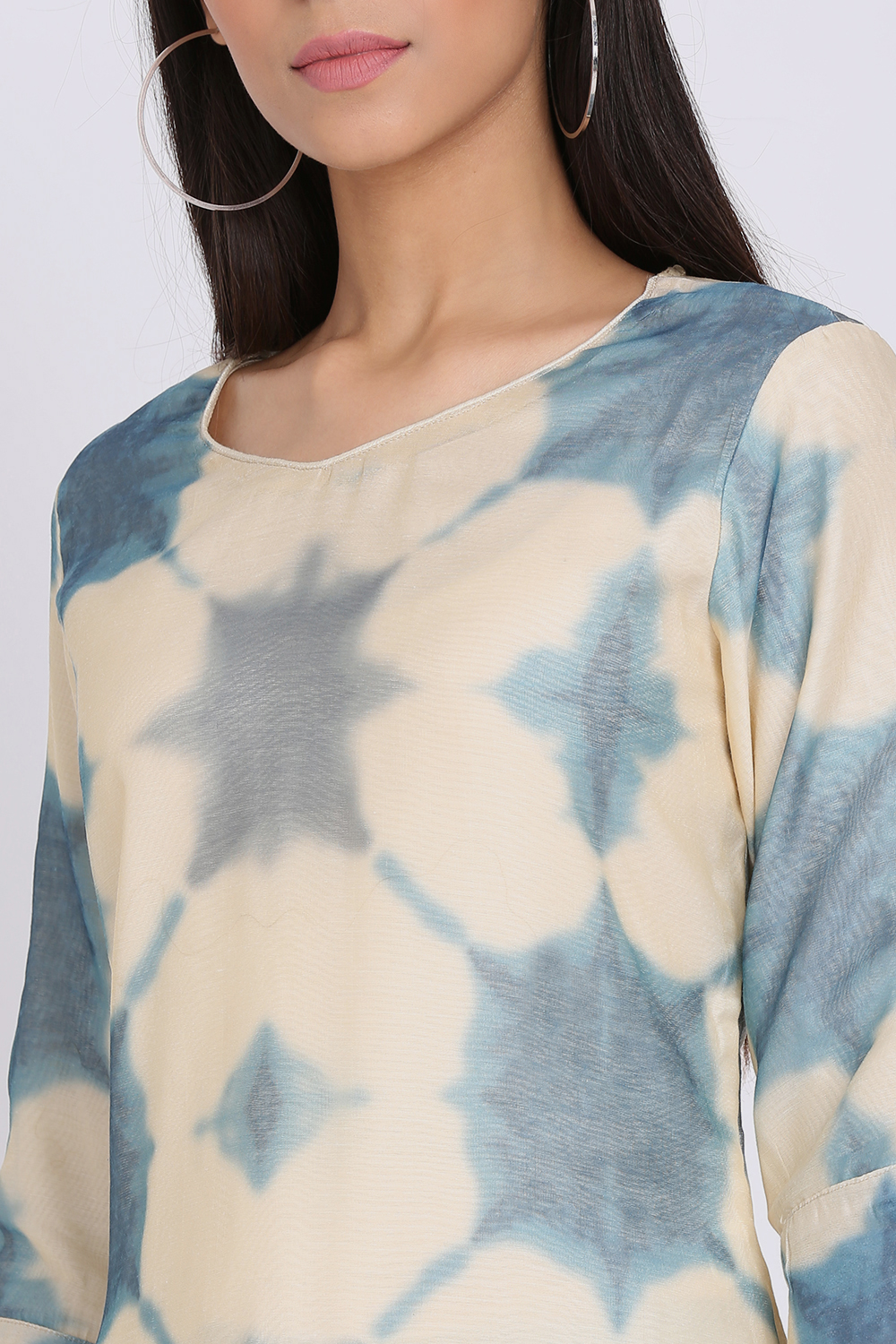 Cream Poly Cotton Straight Printed Kurta image number 1