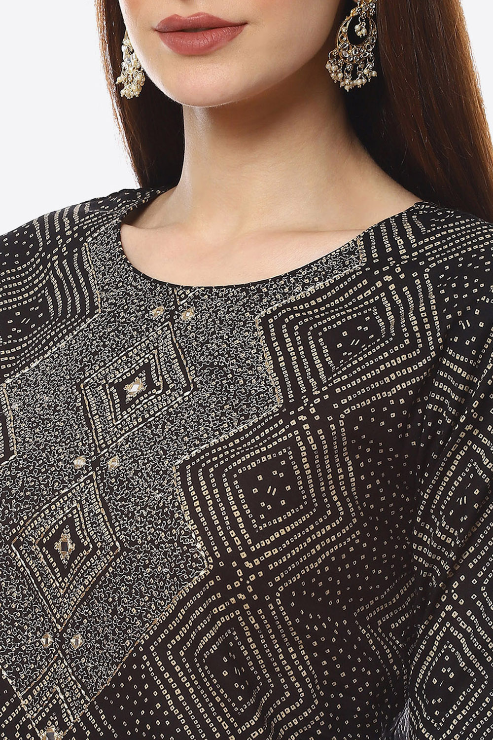 Black Cotton Unstitched Suit Set image number 1