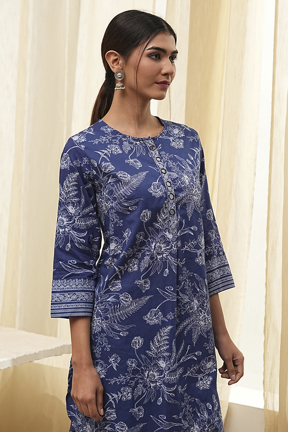 Indigo Pure Cotton Floral Co-ord Set image number 1