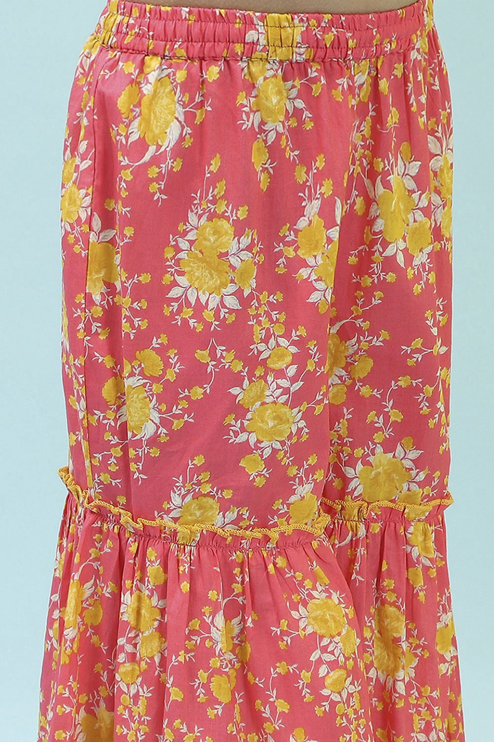 Pink Cotton Gathered Suit Set image number 2