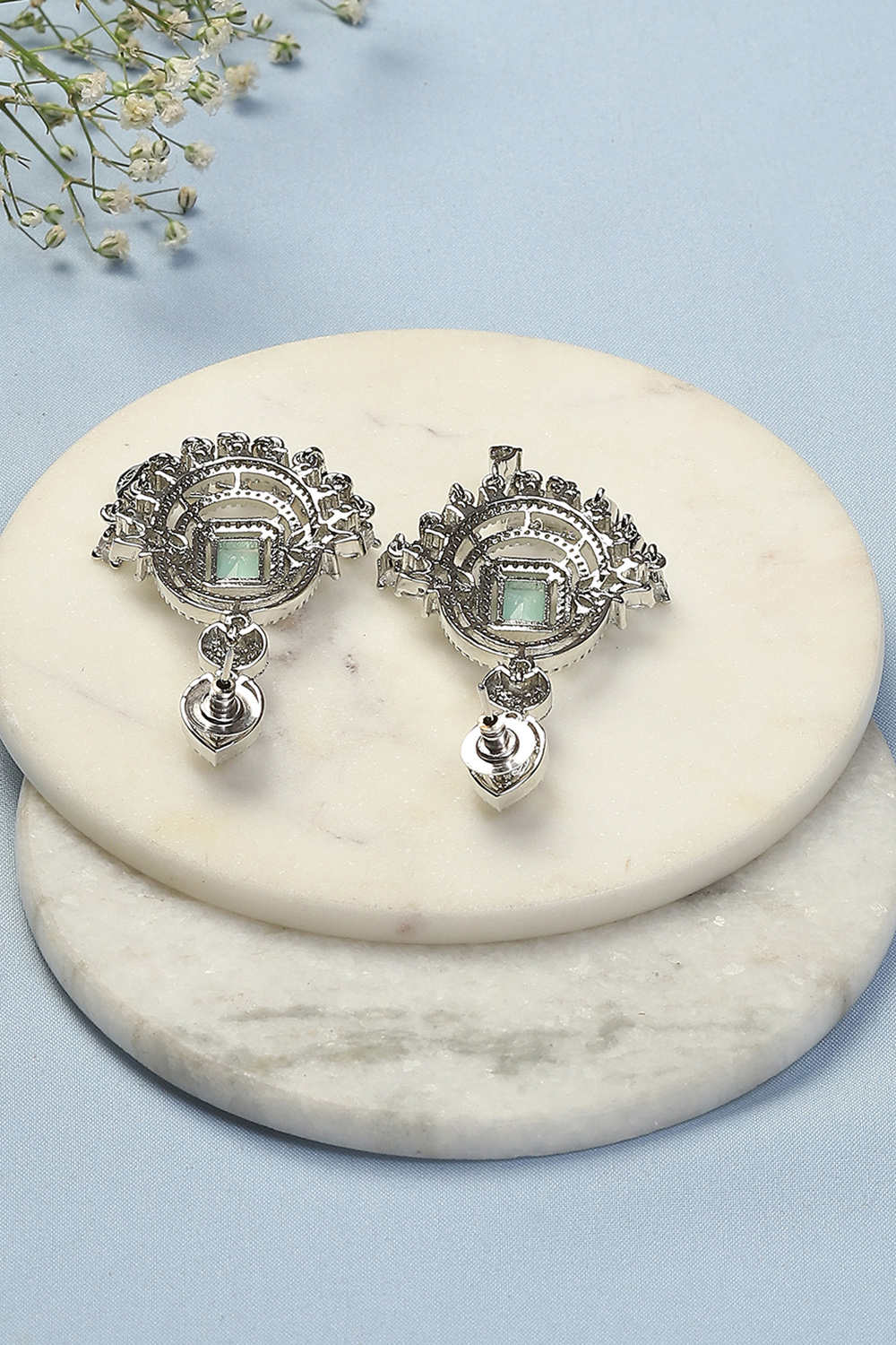 Mint Green Brass Earrings image number 2