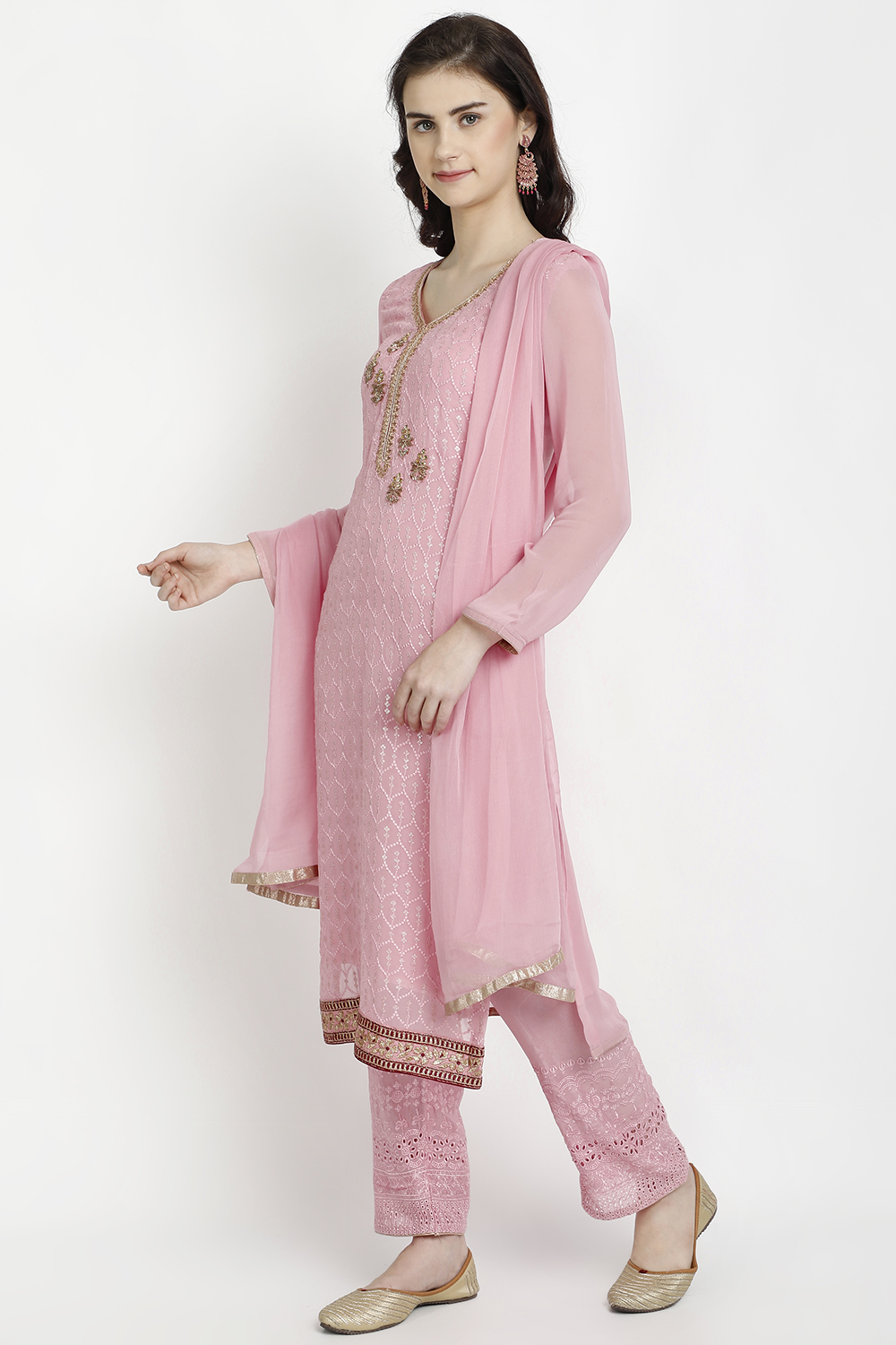 Lavender Georgette Easy Stitch Suit Set image number 0