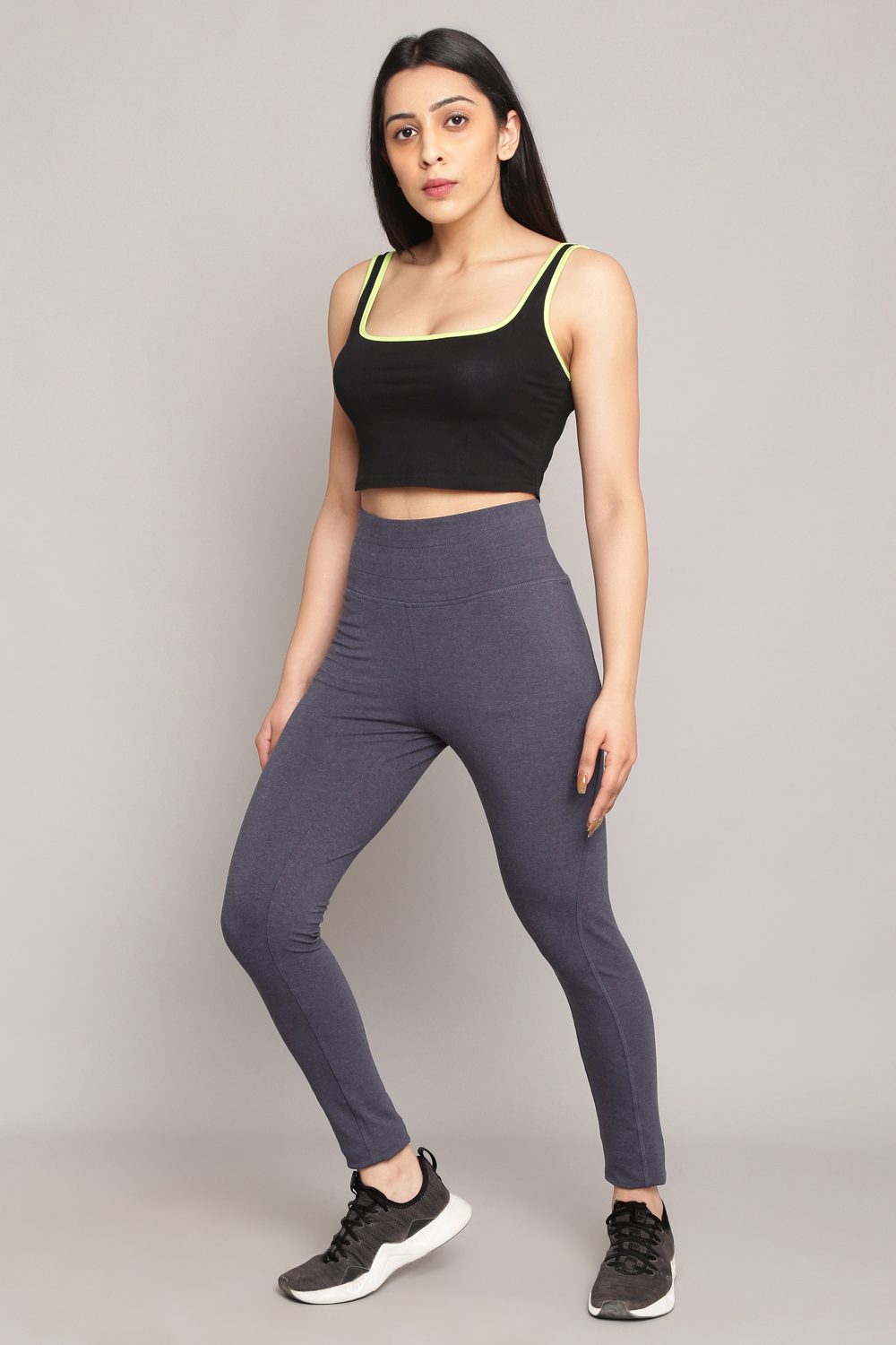 Light Grey Knitted Cotton Blend Leggings image number 5