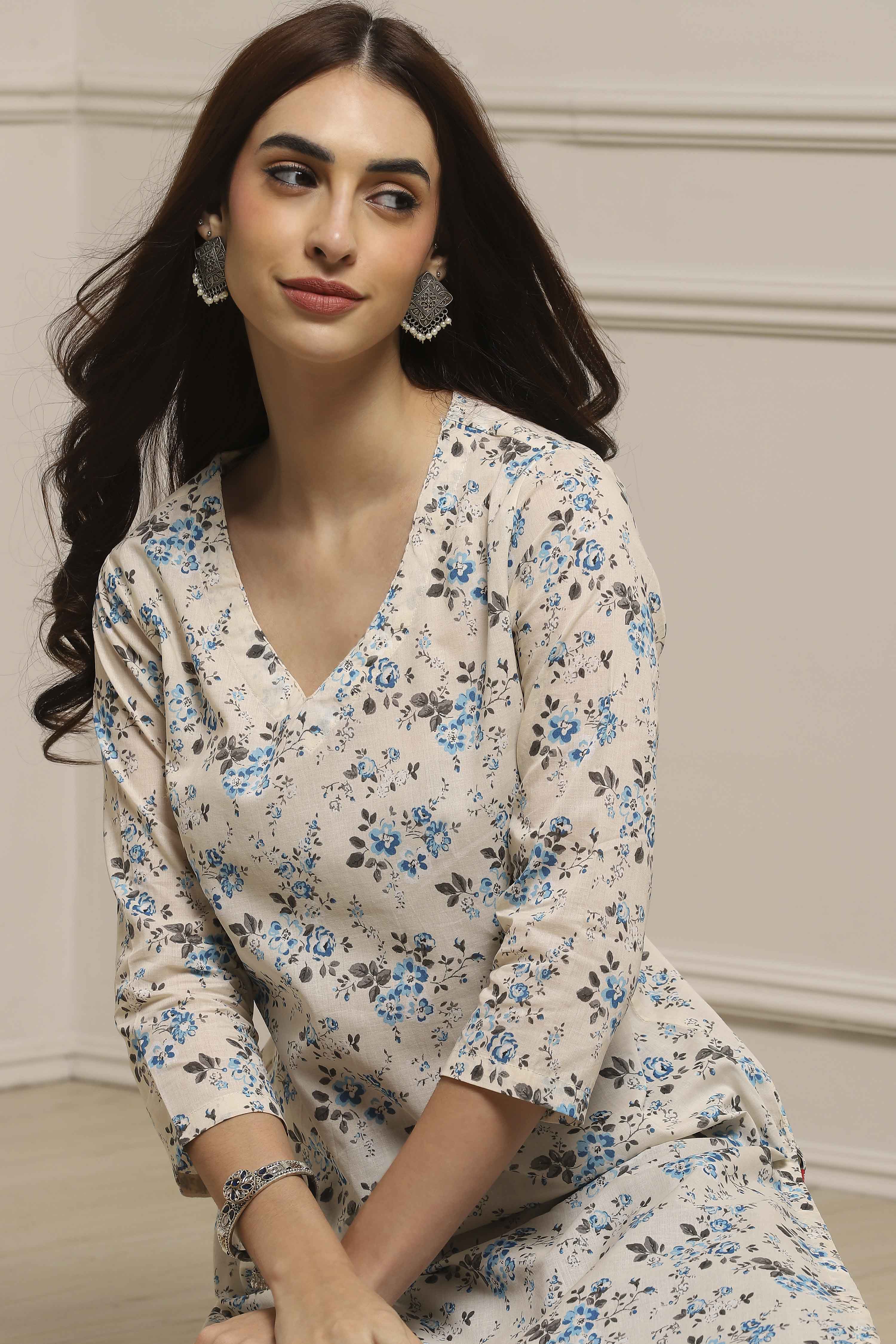 Cream Cotton Kurta image number 0