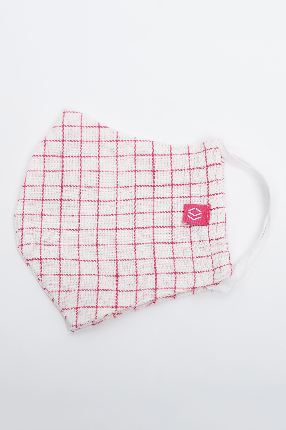 Off White Cotton Kids Yarndyed Face Mask image number 1