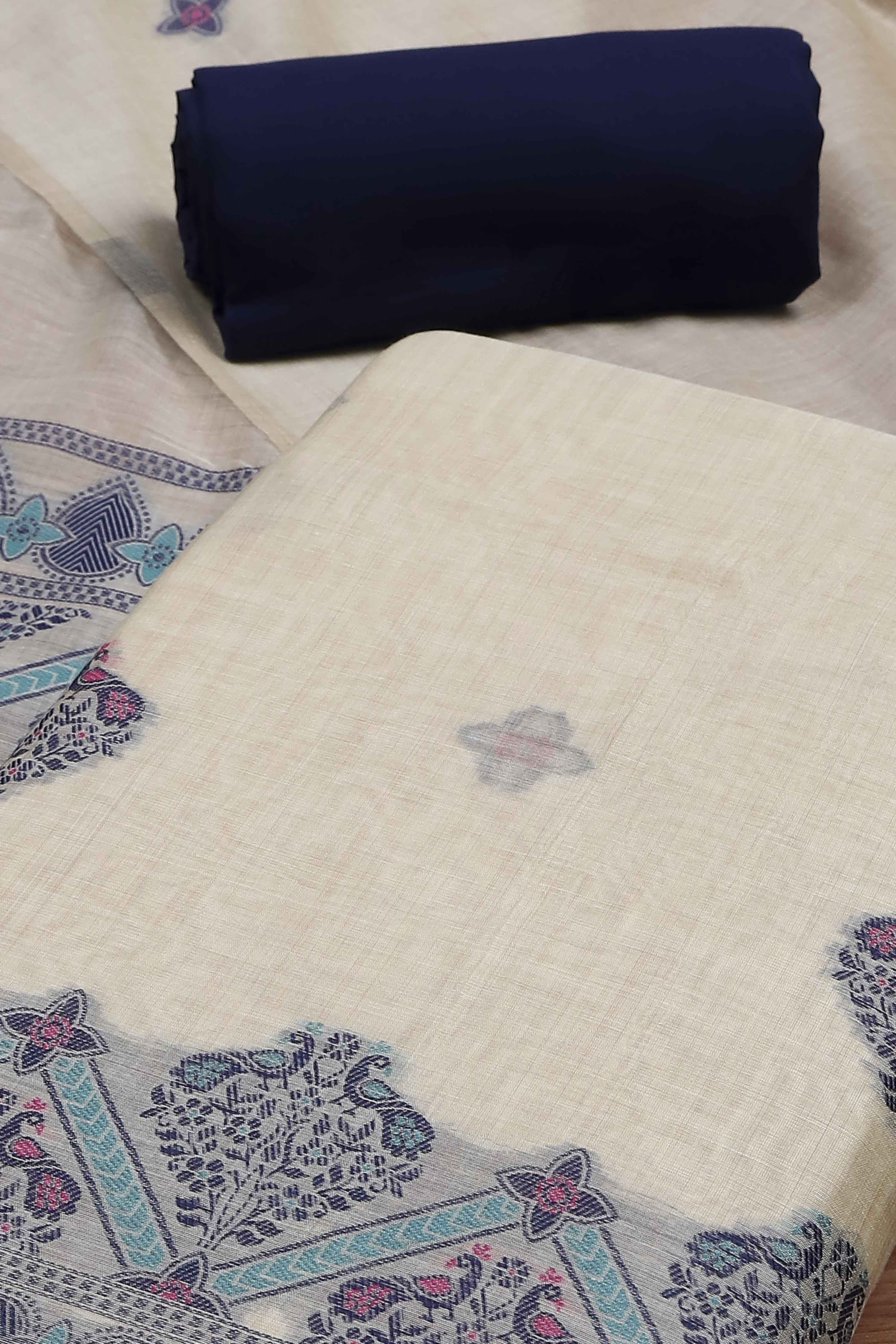 Rani Cotton Jamdani Unstitched Suit Set image number 1