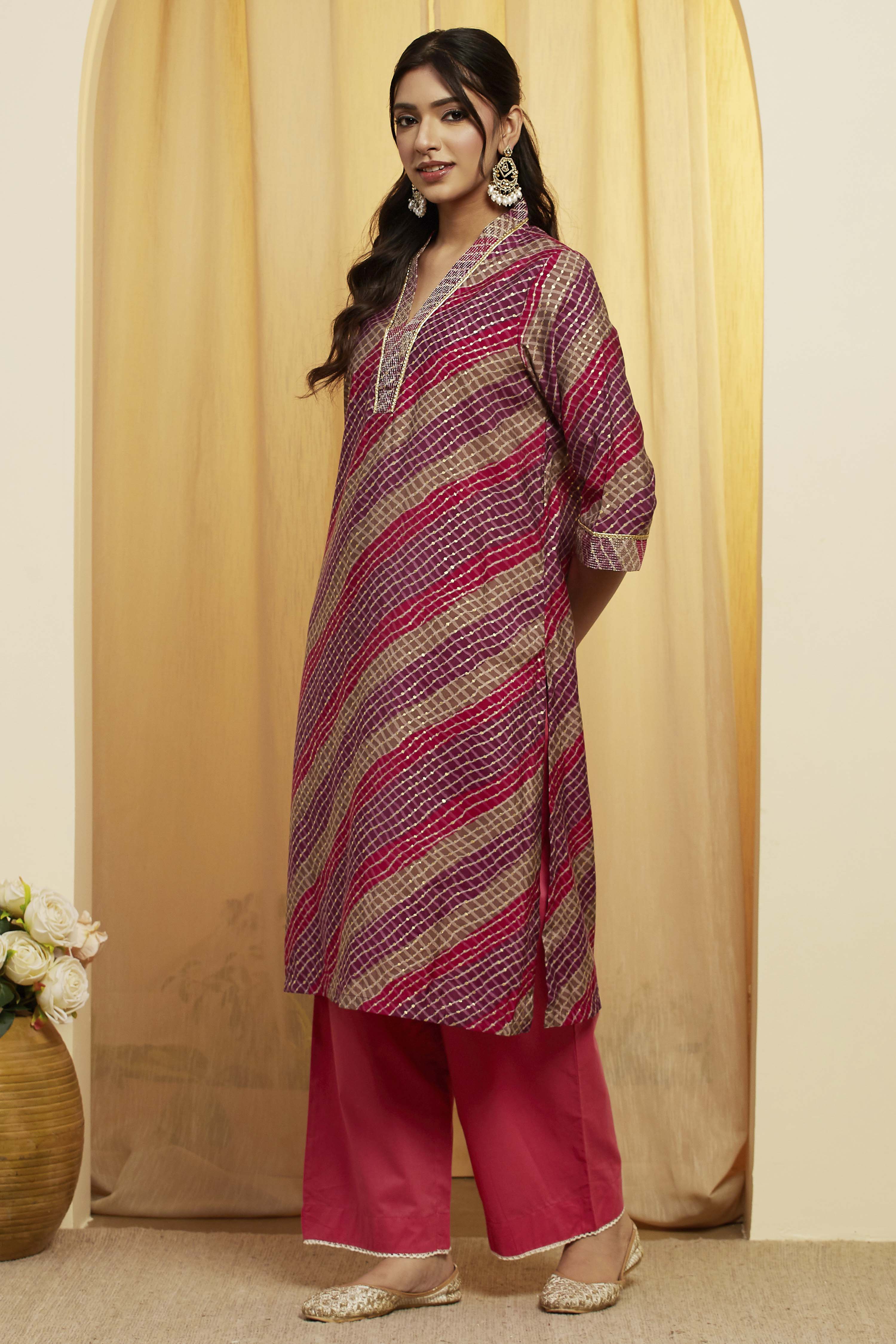 Purple Poly Viscose Straight Kurta image number 2