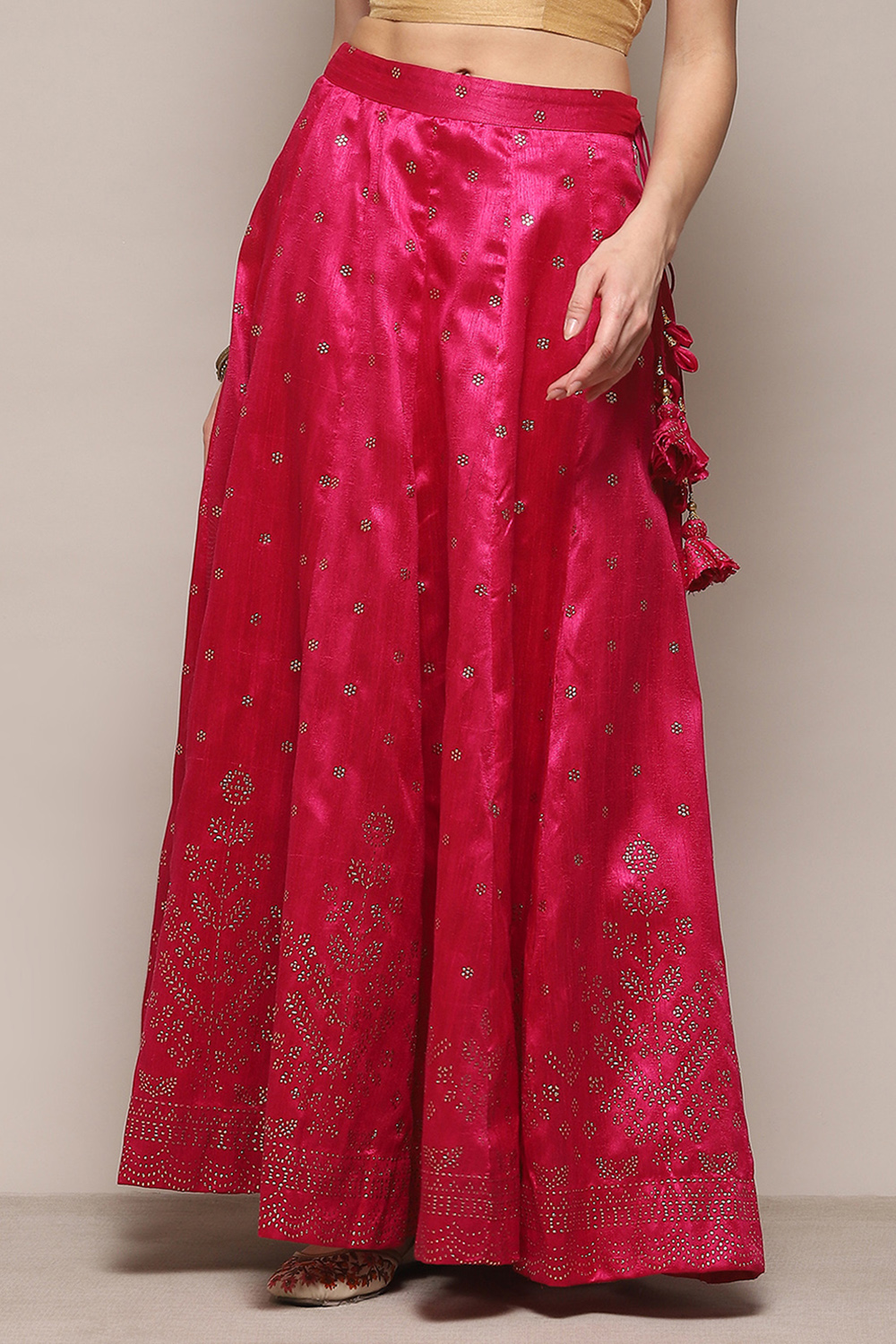Fuchsia Metallic Design Flared Skirt image number 5