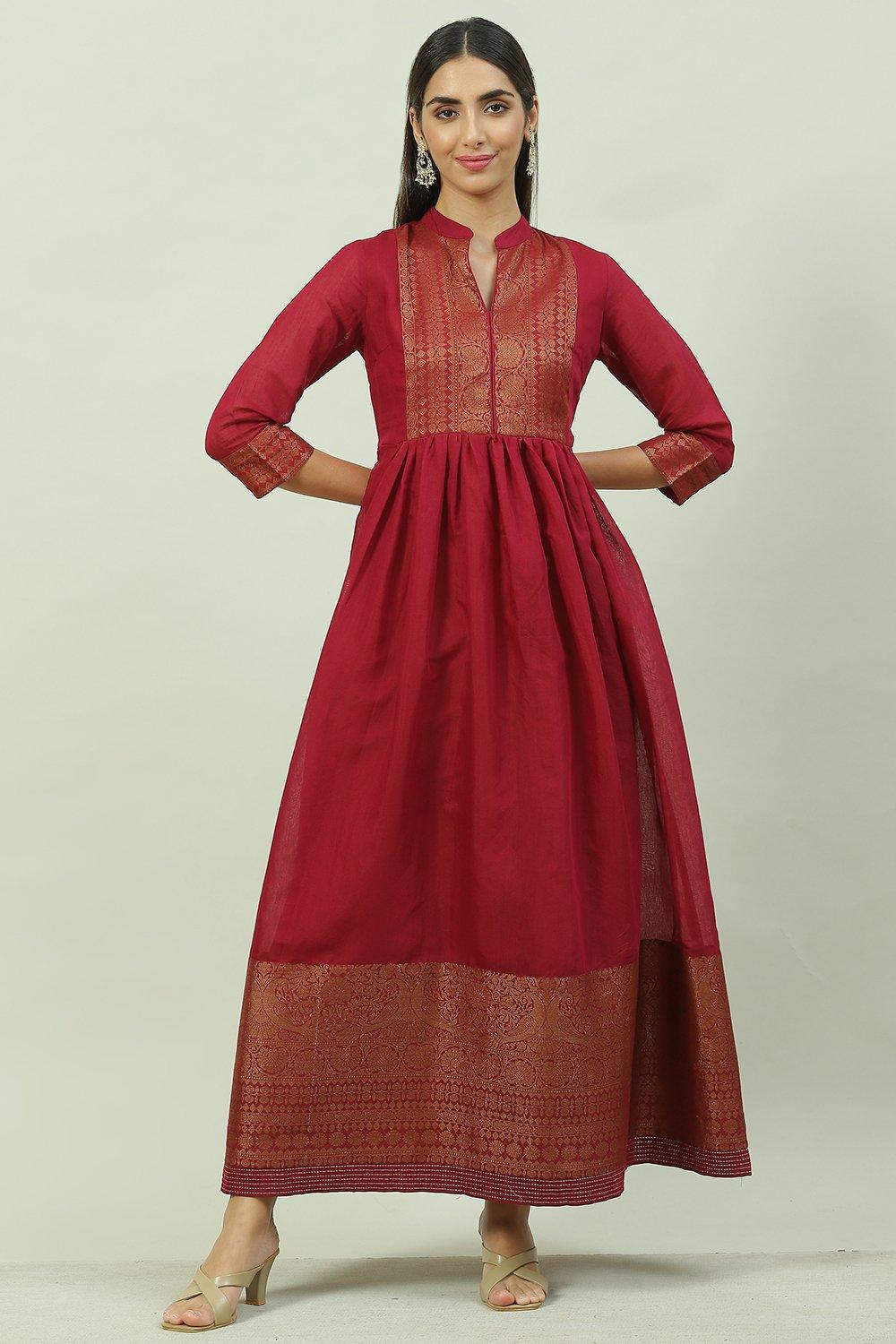 Black Art Silk Flared Yarndyed Kurta image number 0